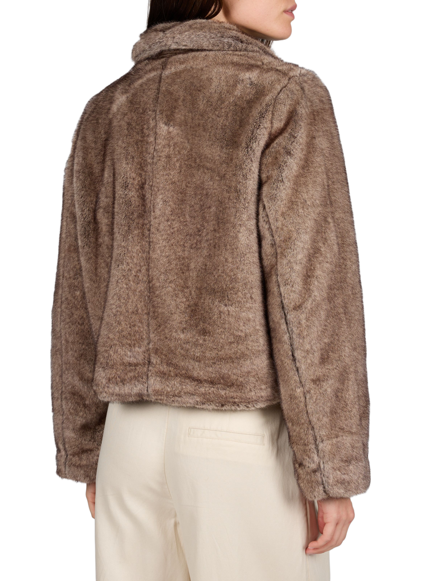 Manteau effet fourrure en coton mélangé OBJECT Marron