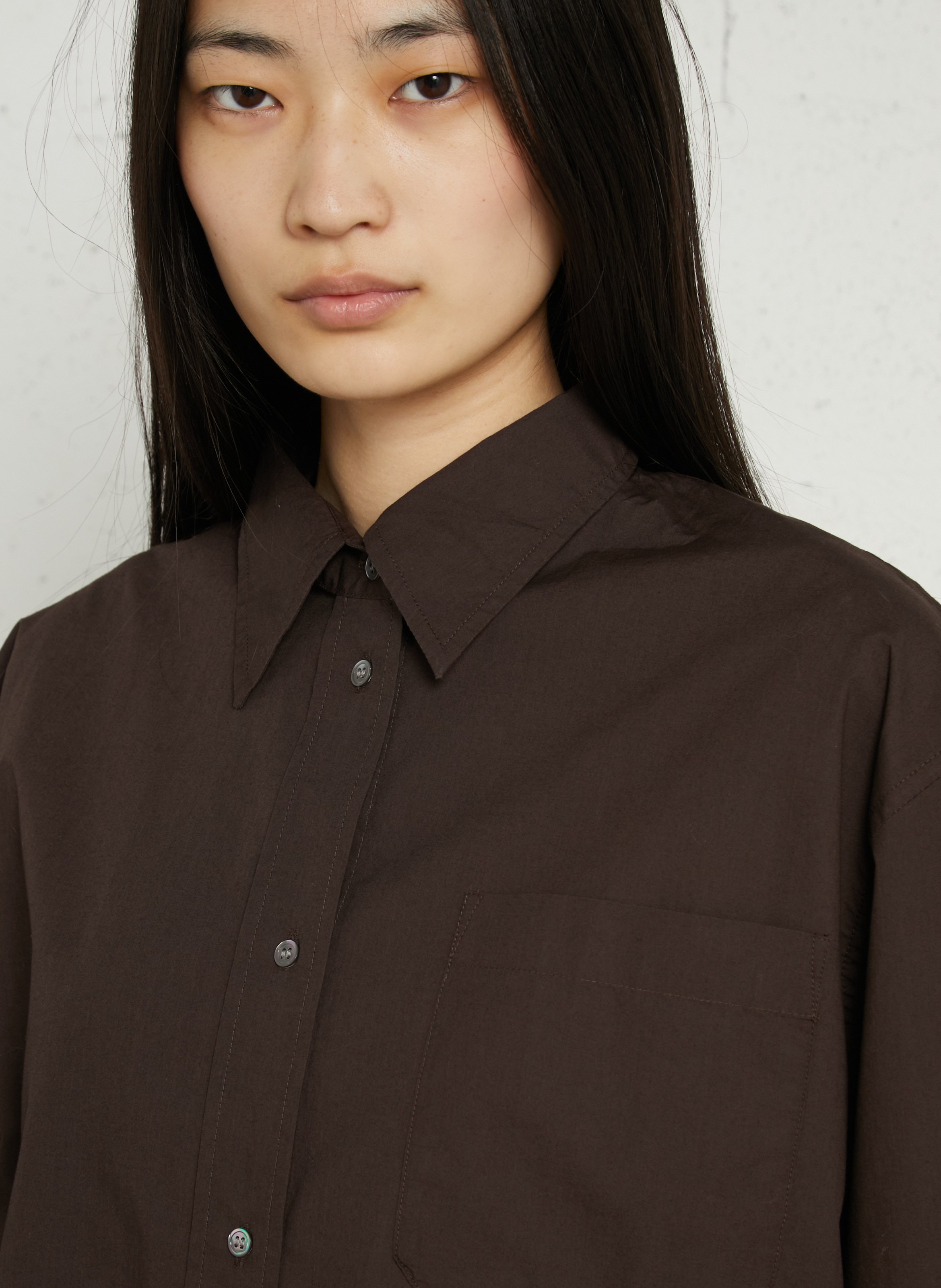 Chemise oversize col classique en coton bobbie SOEUR Marron