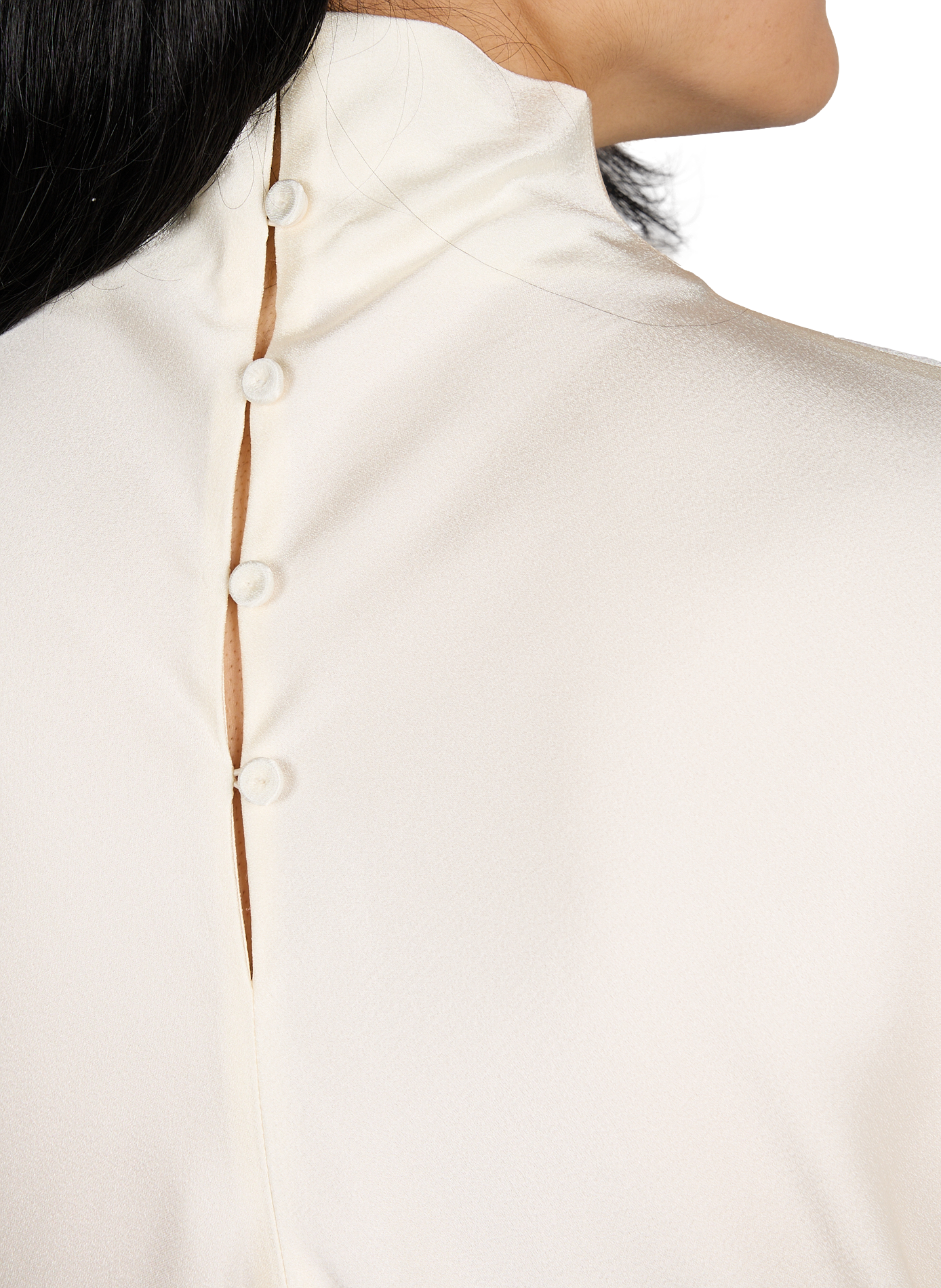 Top with satin-effect buttoned collar ROHE FRAMES Beige