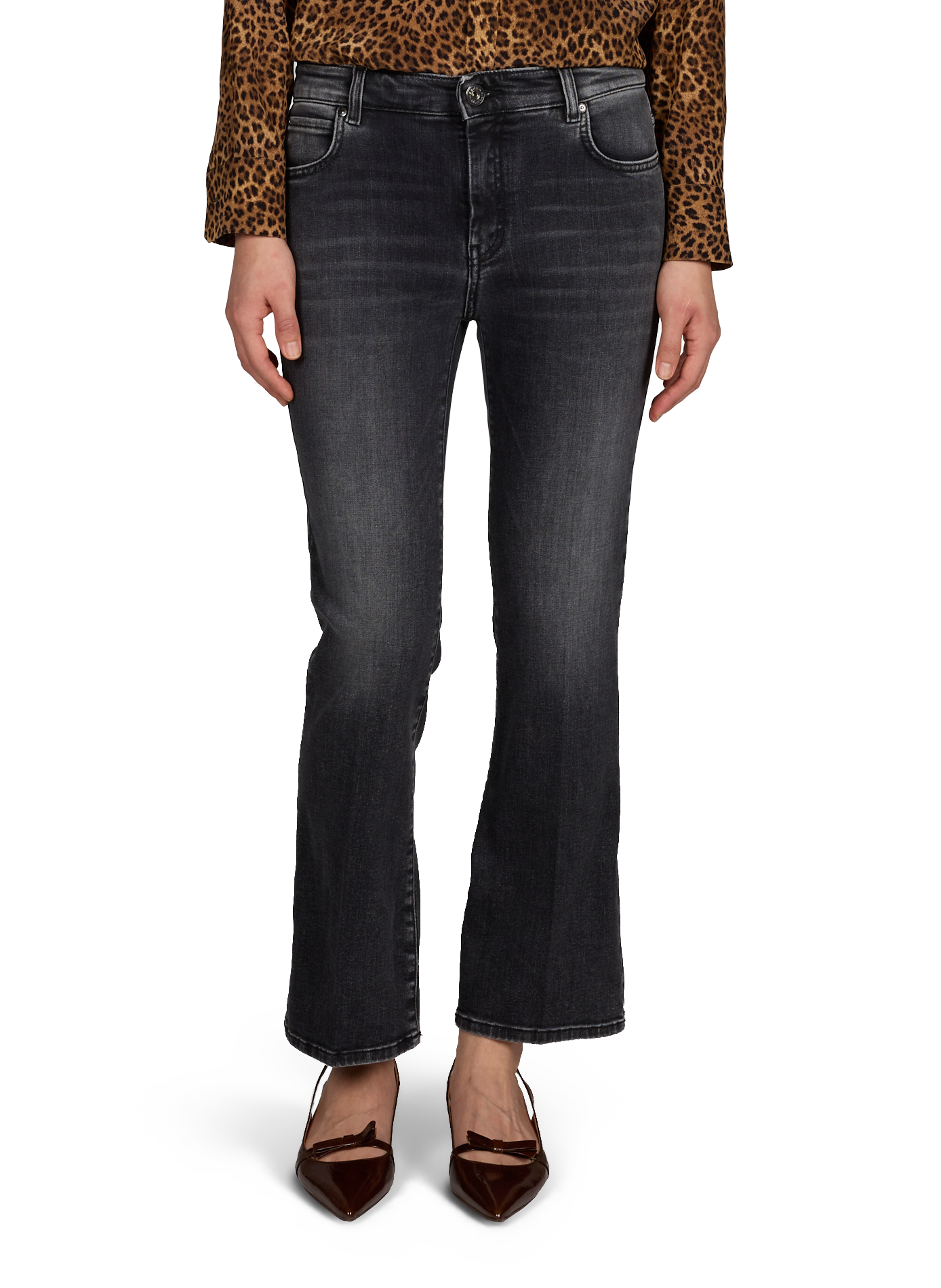 Cropped cotton blend jeans MAX MARA WEEK END Black