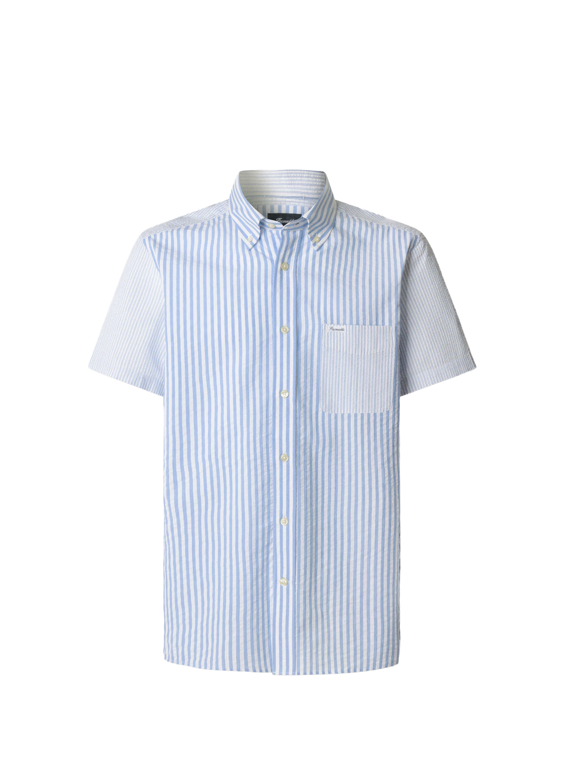 Short-sleeved striped cotton shirt FACONNABLE Blue