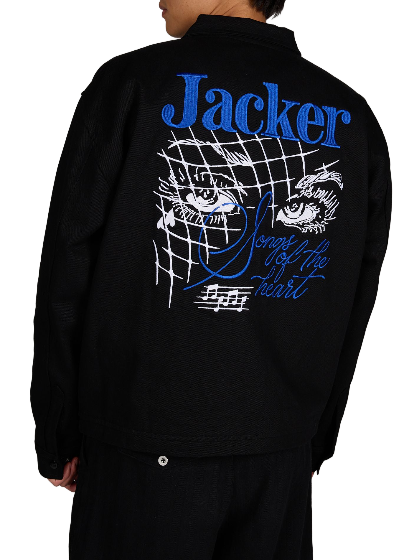 Veste droite brodée en coton JACKER. Noir