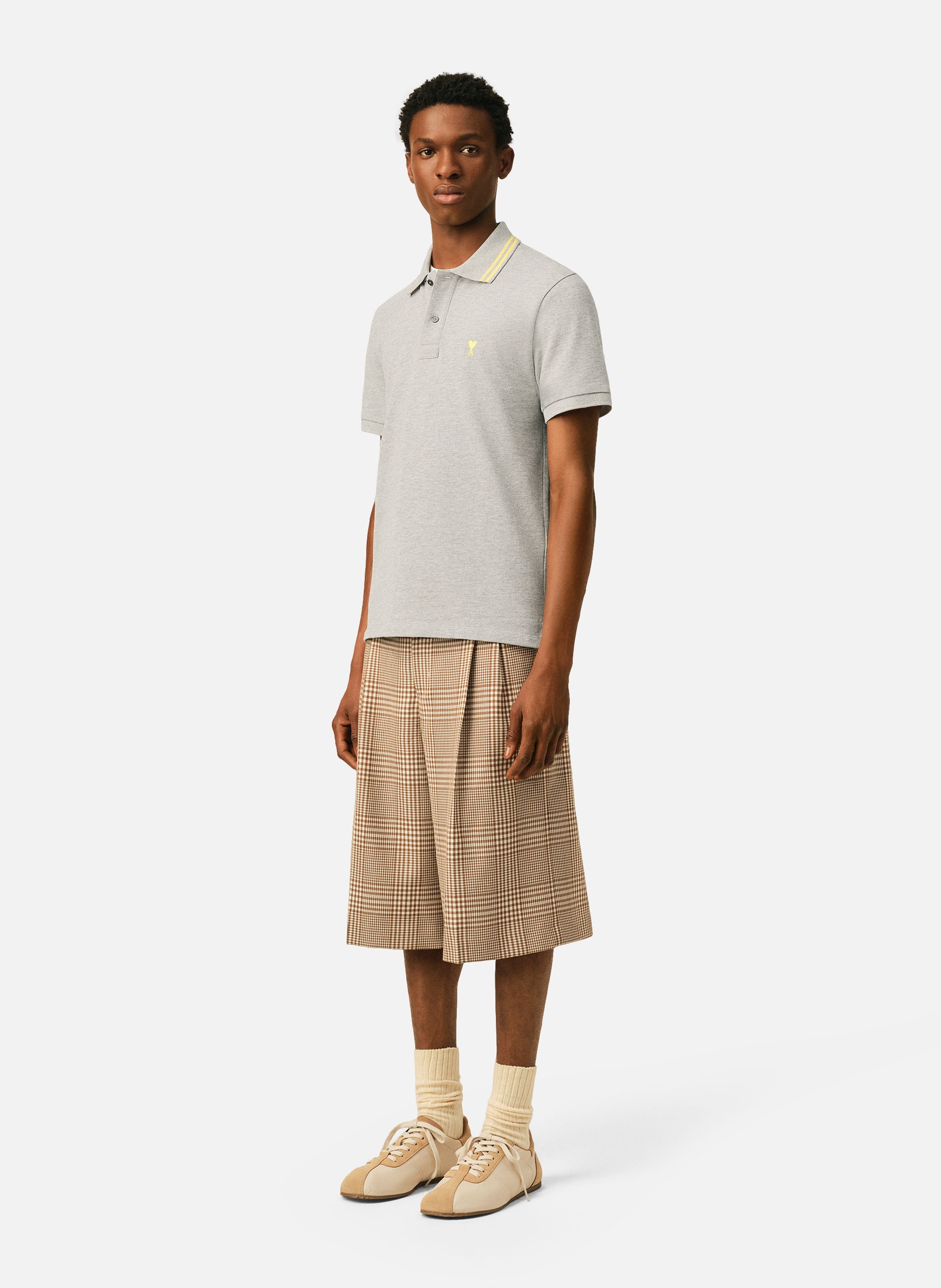 Polo ami de coeur en coton AMI PARIS Gris