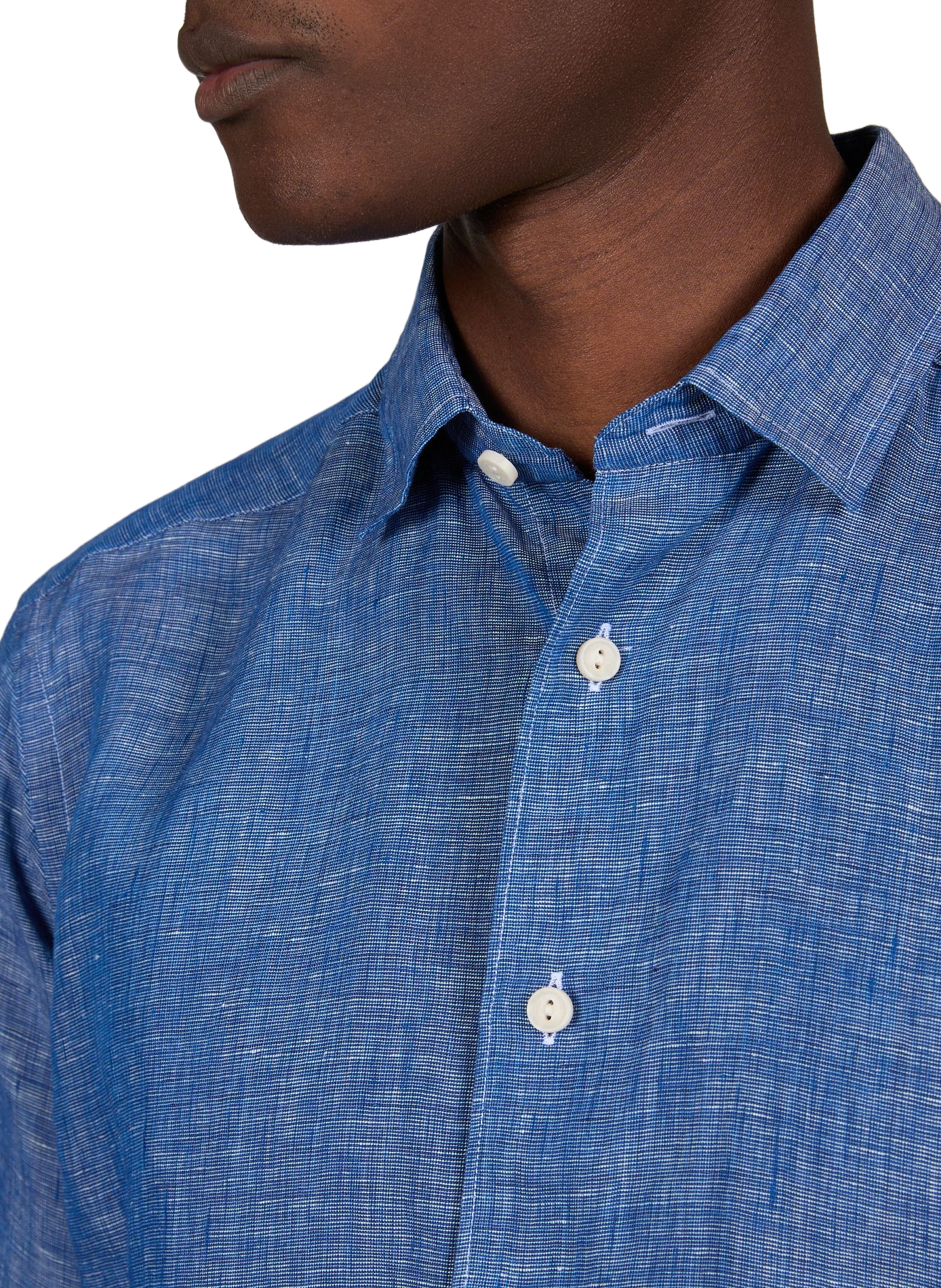 Chemise droite en lin ETON Bleu