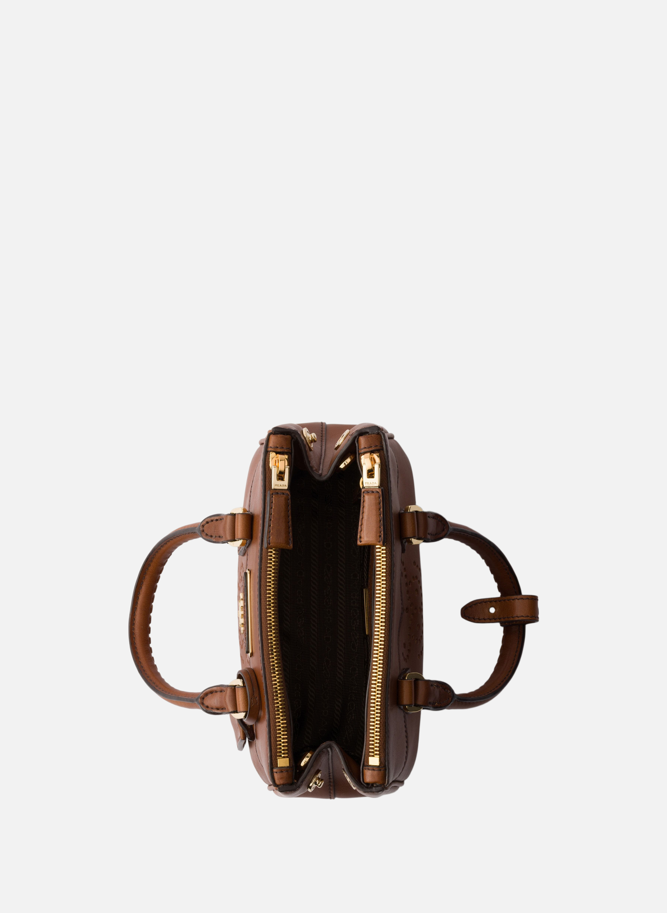 Mini sac prada galleria en cuir PRADA Marron