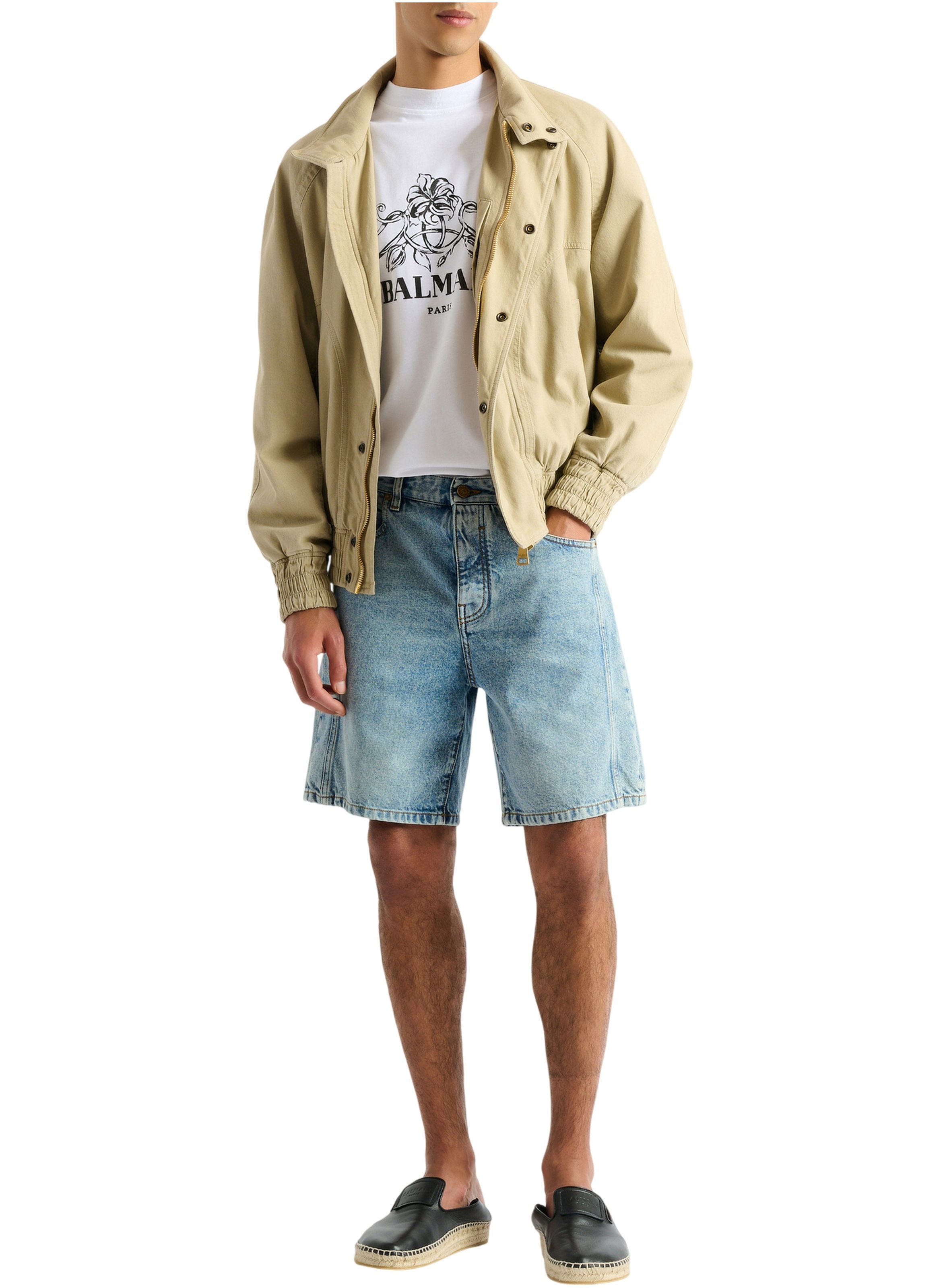 Bermuda en denim délavé light blue BALMAIN Bleu