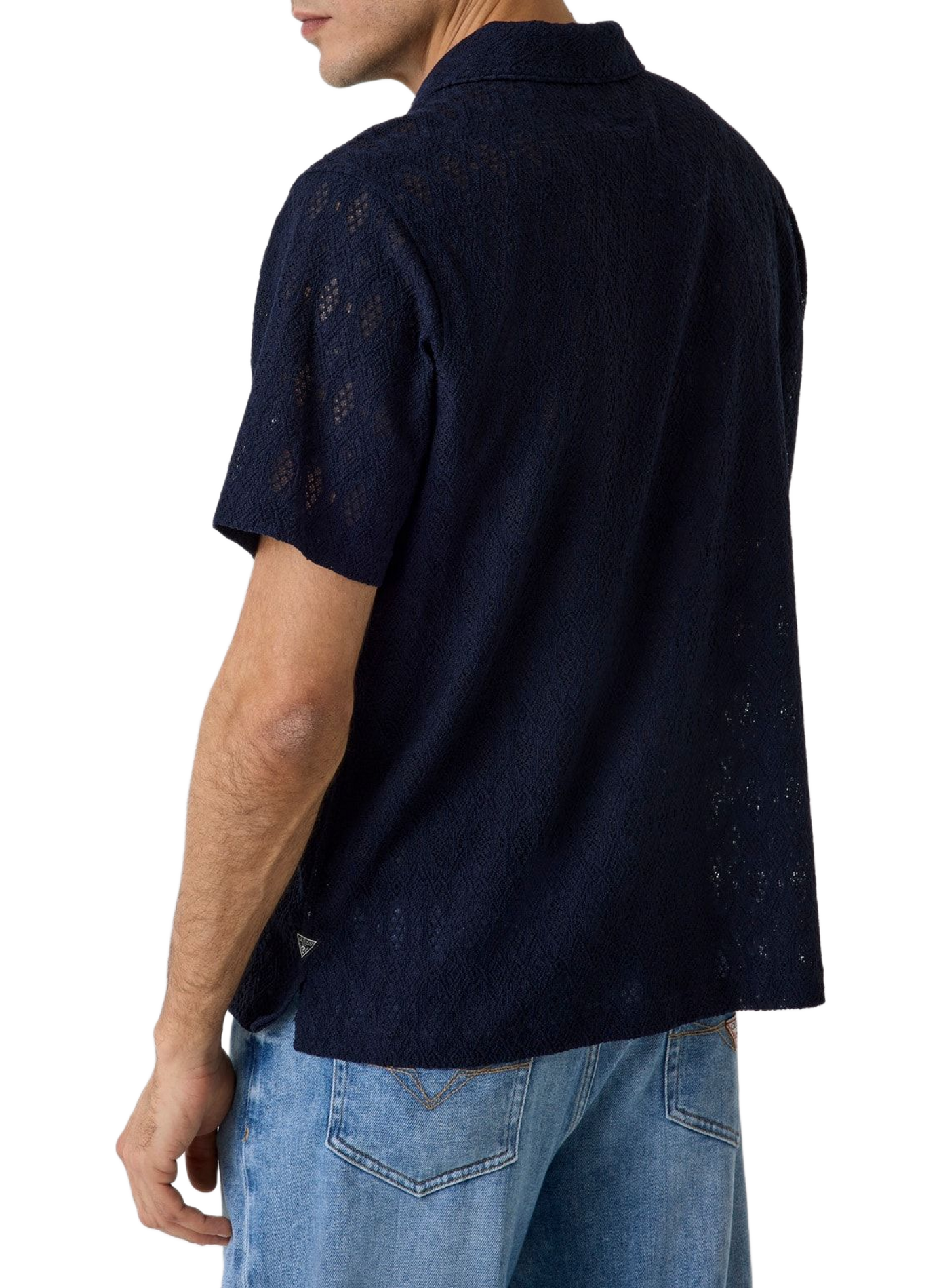 Short-sleeved crochet shirt GUESS Blue