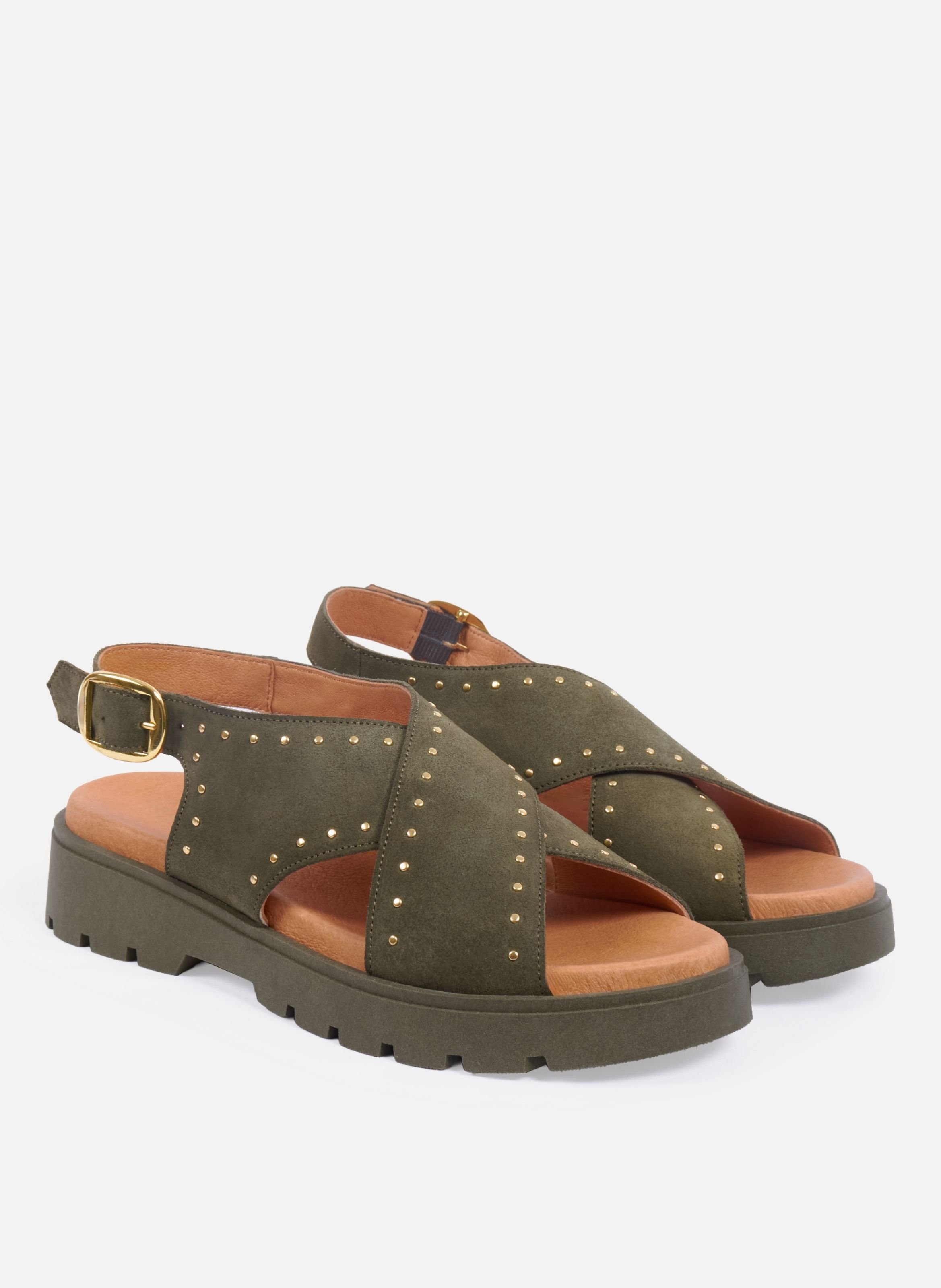 Sandalen van zacht suède leer JULES & JENN Kaki