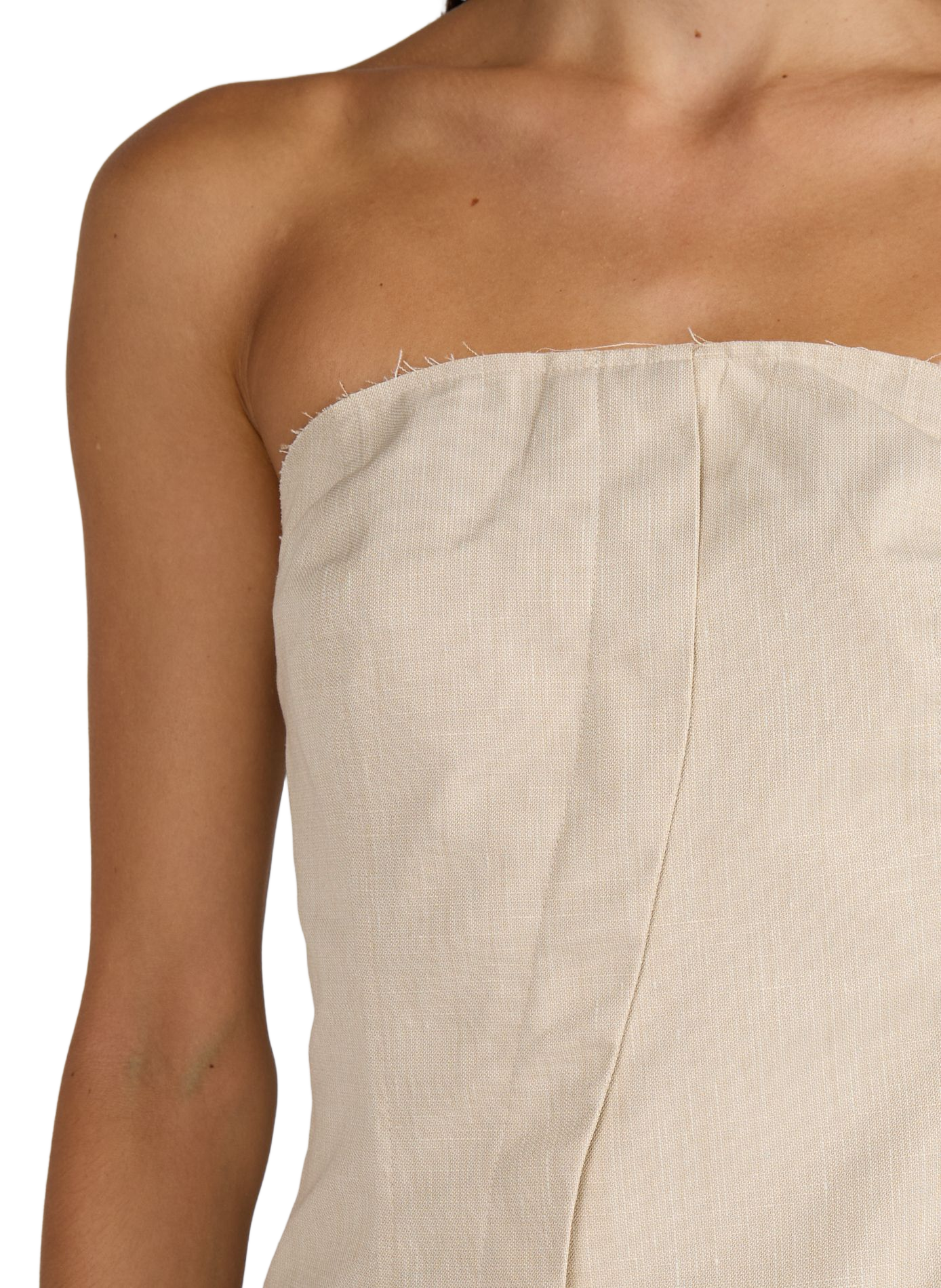 Oberteil mit asymmetrischem ausgefransten Saum TOPSHOP Beige