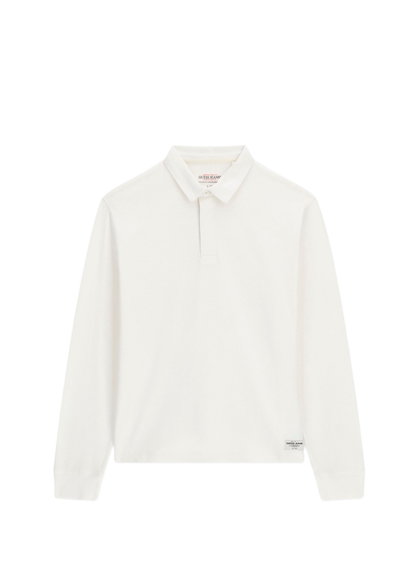 Ribbed straight fit long-sleeve cotton blend polo GUESS White