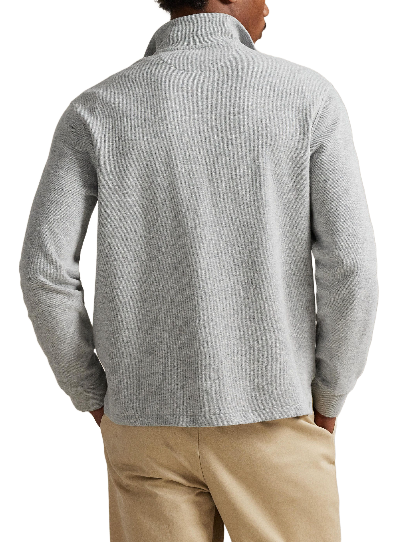 Straight neck high collar cotton sweater | Grey POLO RALPH LAUREN Men