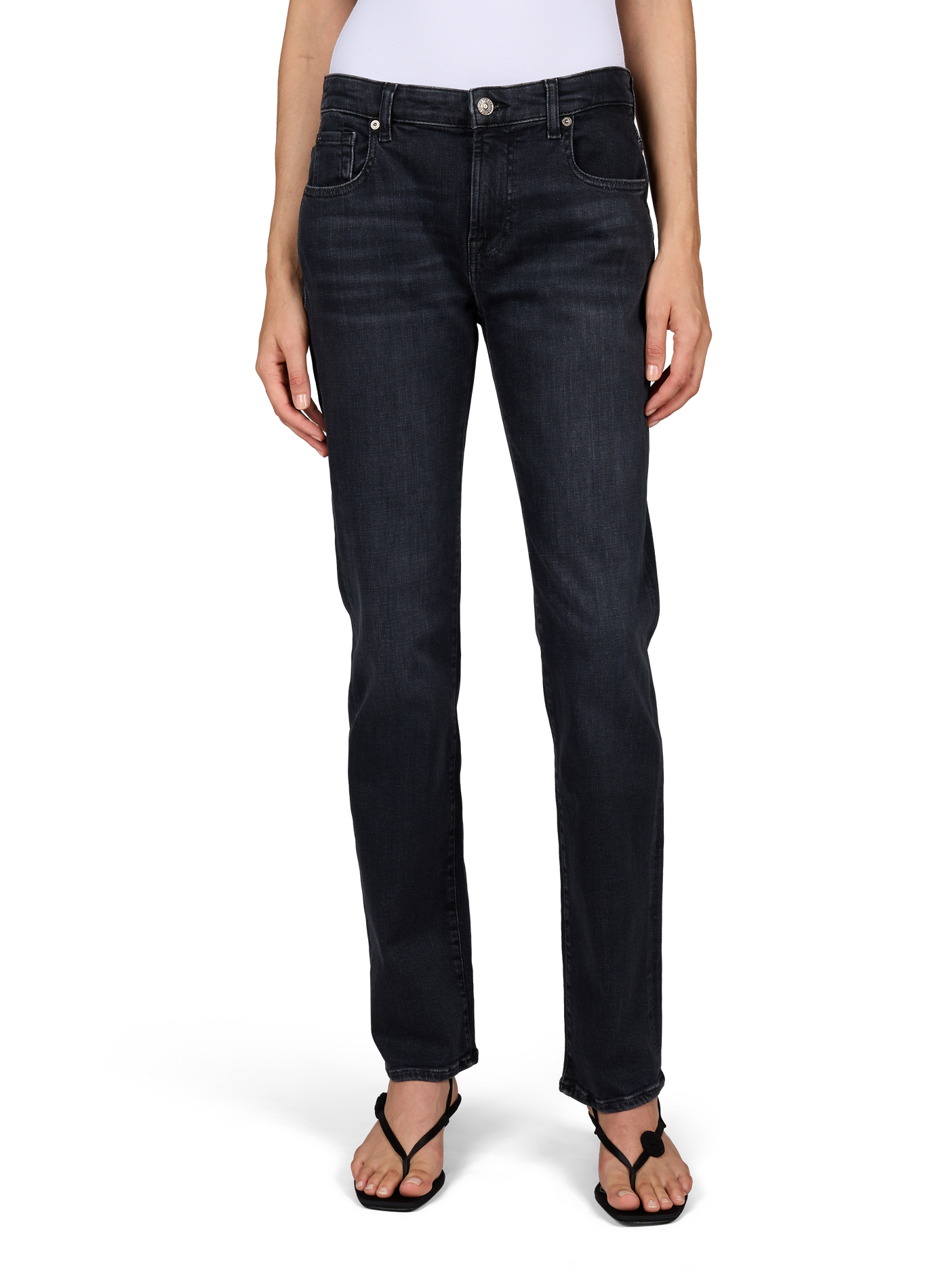 Faded straight-cut jeans 7 FOR ALL MANKIND Black
