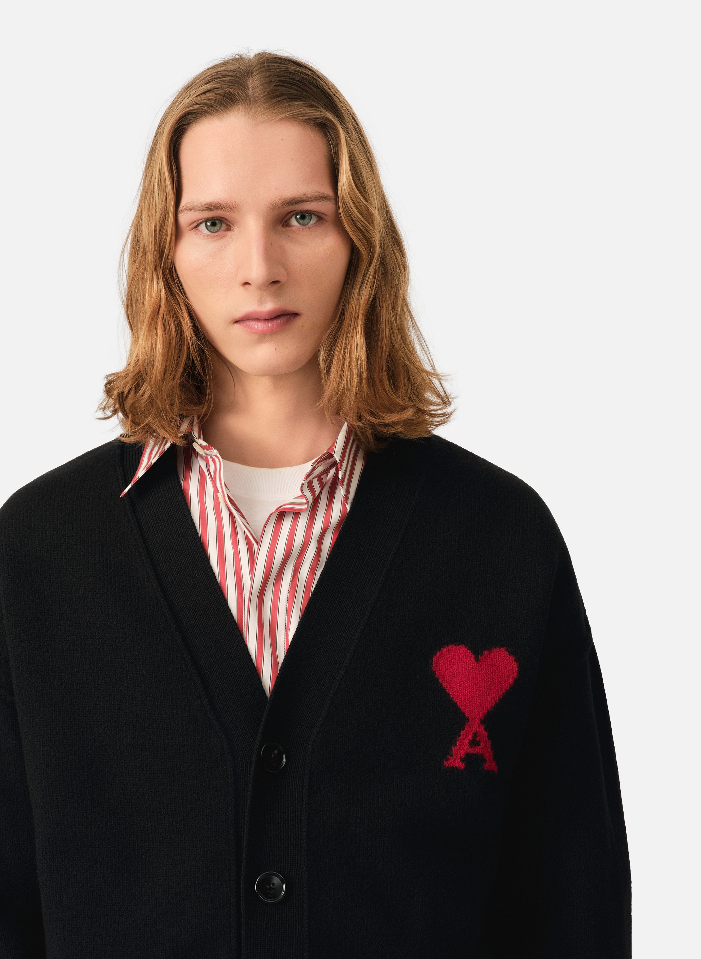Cardigan unisexe en laine ami de coeur AMI PARIS Noir
