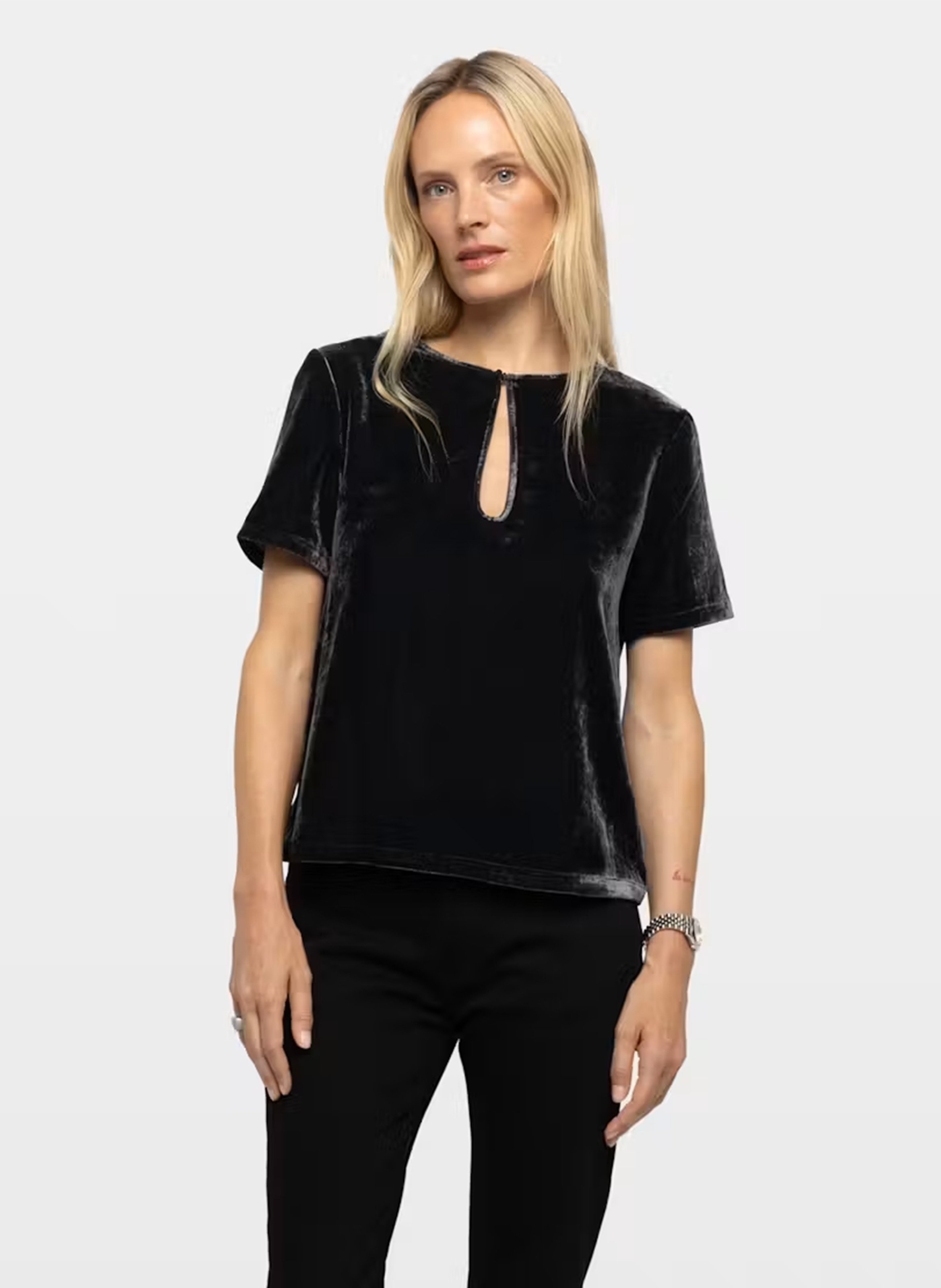 Rechte top met ronde hals in fluweel Tchai. ZADIG&VOLTAIRE Grijs