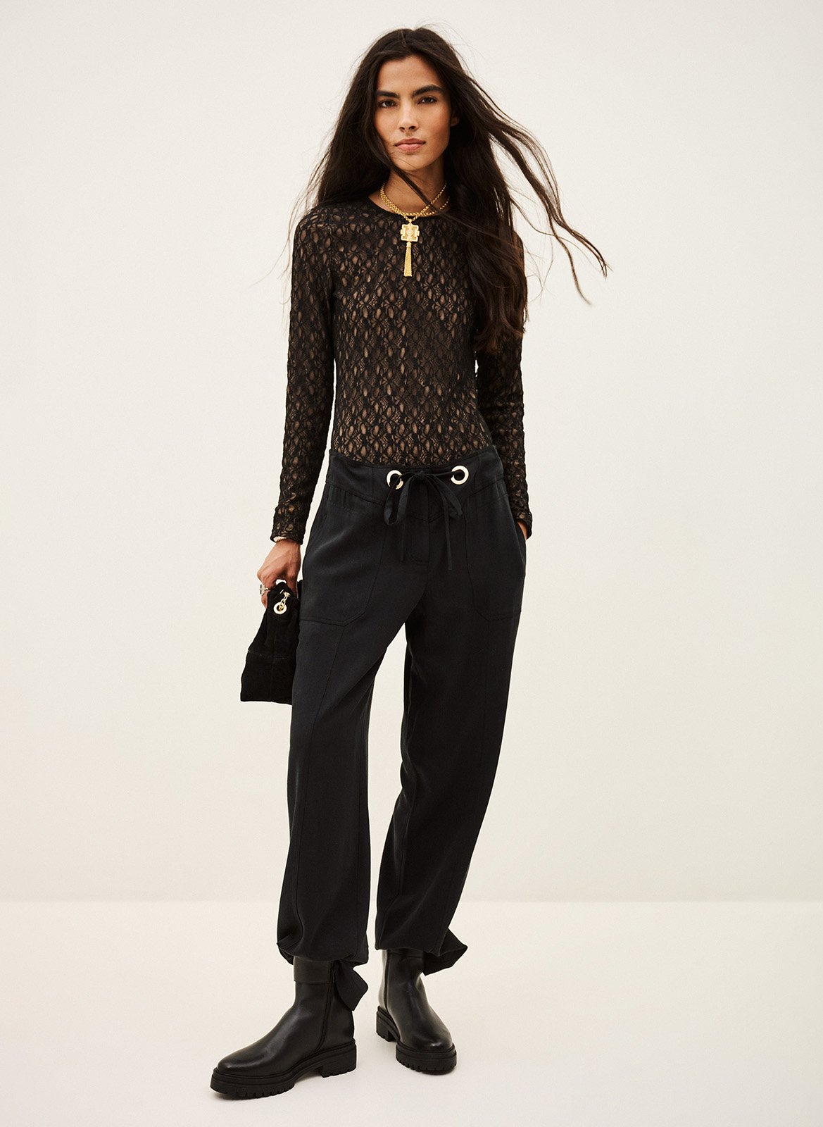 Pantalon fluide taille haute uni pavana BA&SH Noir