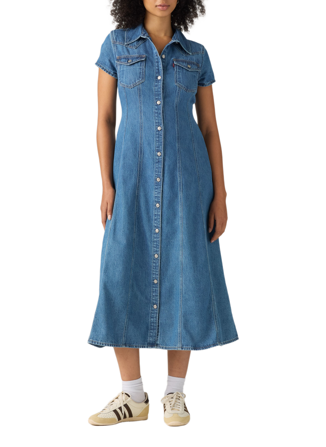 Midi-Jeanskleid aus Baumwolle mit klassischem Kragen LEVI'S Blau