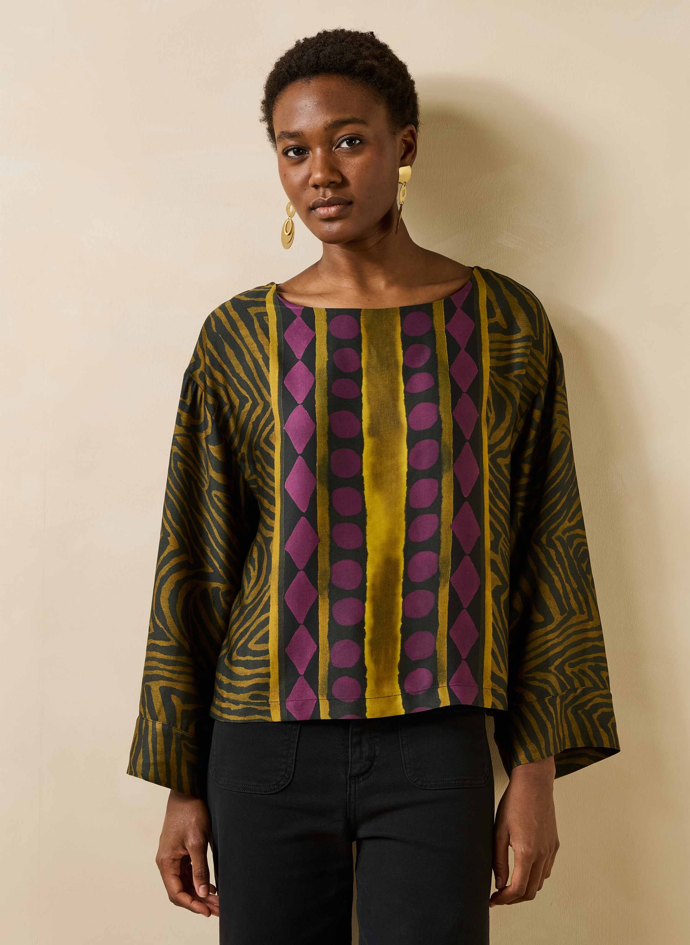 Rechte top met ronde hals en print LA FEE MARABOUTEE Veelkleurig
