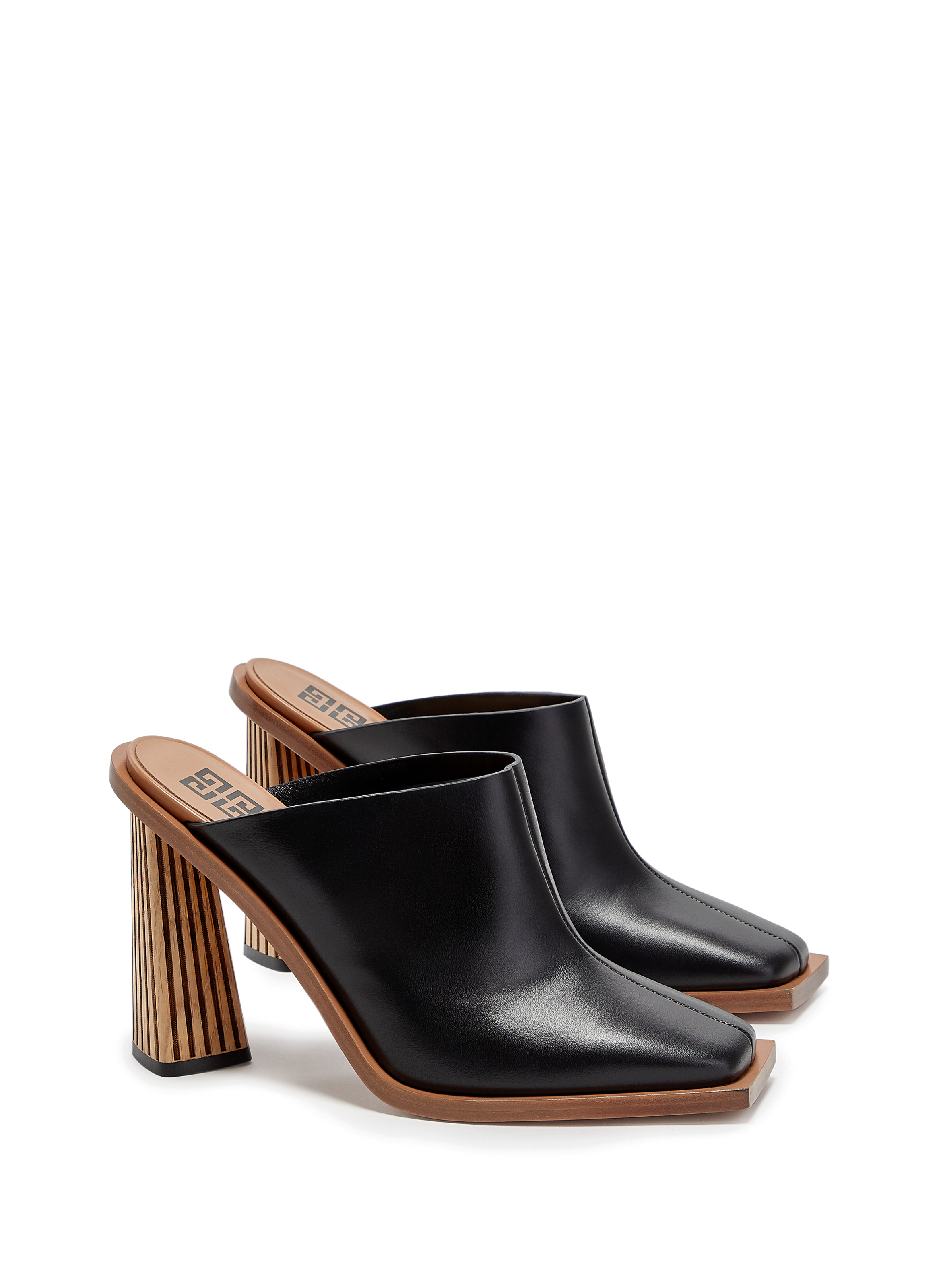 Mules Diamond en cuir à talon en bois