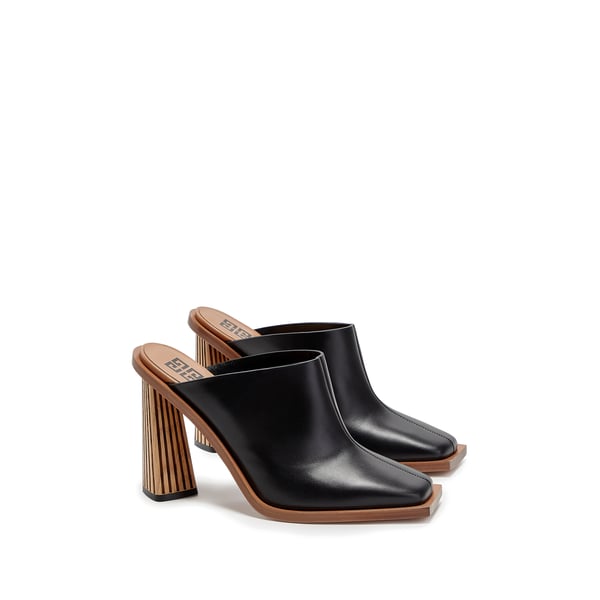 Mules Diamond en cuir à talon en bois