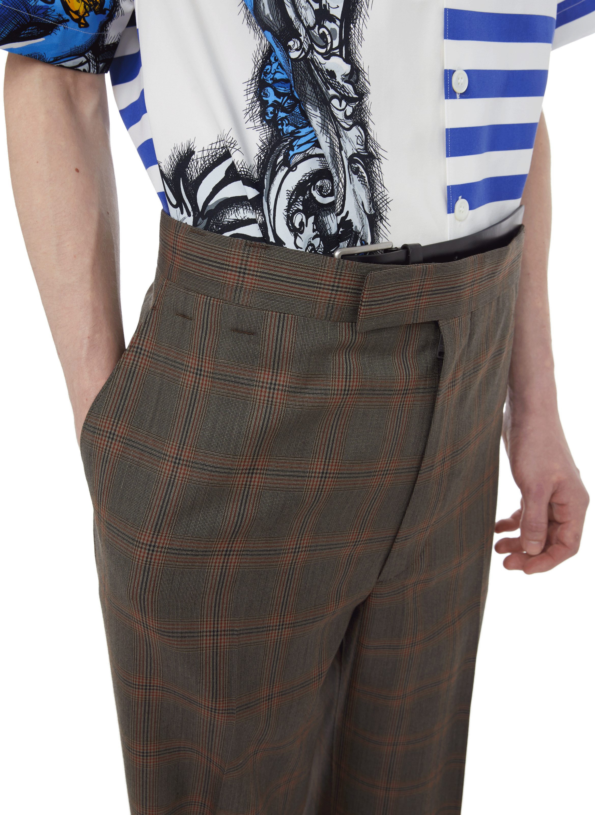 Prince of Wales check wool trousers PRADA Brown