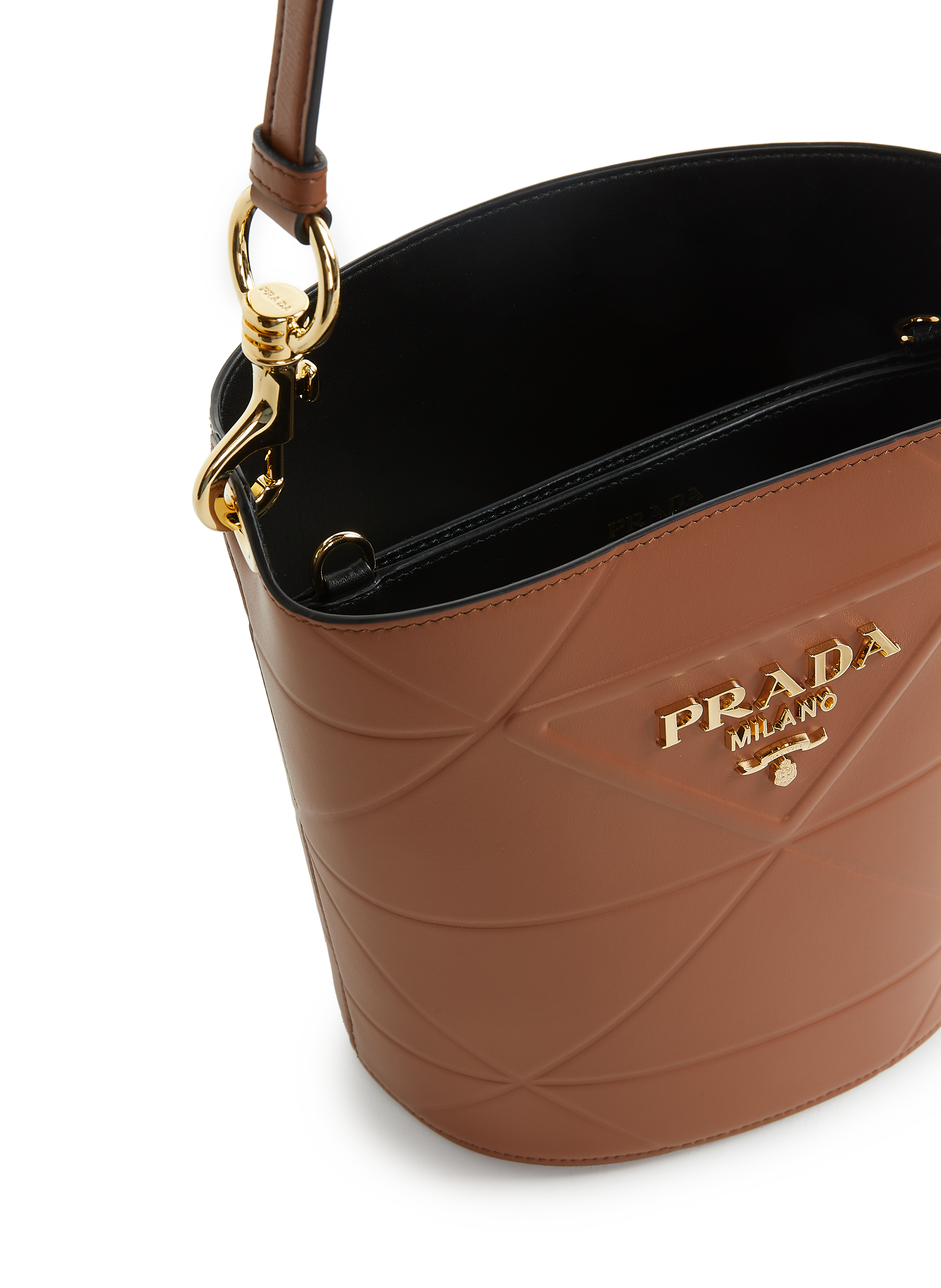 prada bucket bag brown