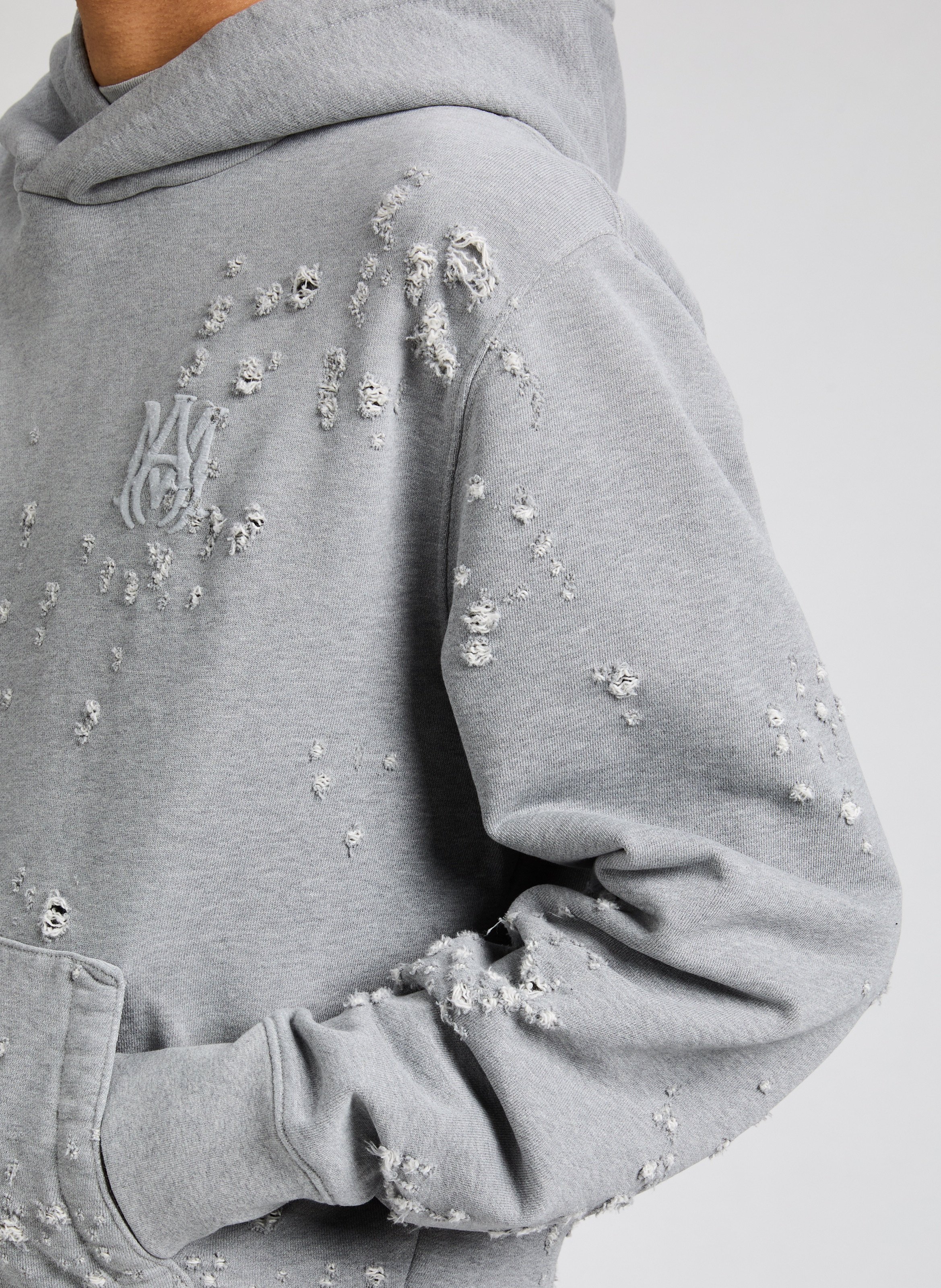 Ripped cotton hoodie AMIRI Grey