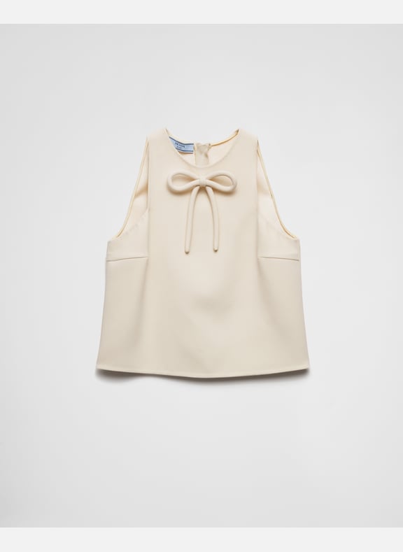 Top en soie sablée compacte Beige by PRADA PRADA Top en soie sablée compacte Beige