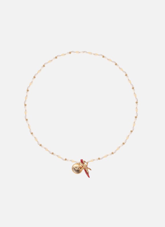 Collier avec coquillages et pampille martin Blanc by HIPANEMA HIPANEMA Collier avec coquillages et pampille martin Blanc