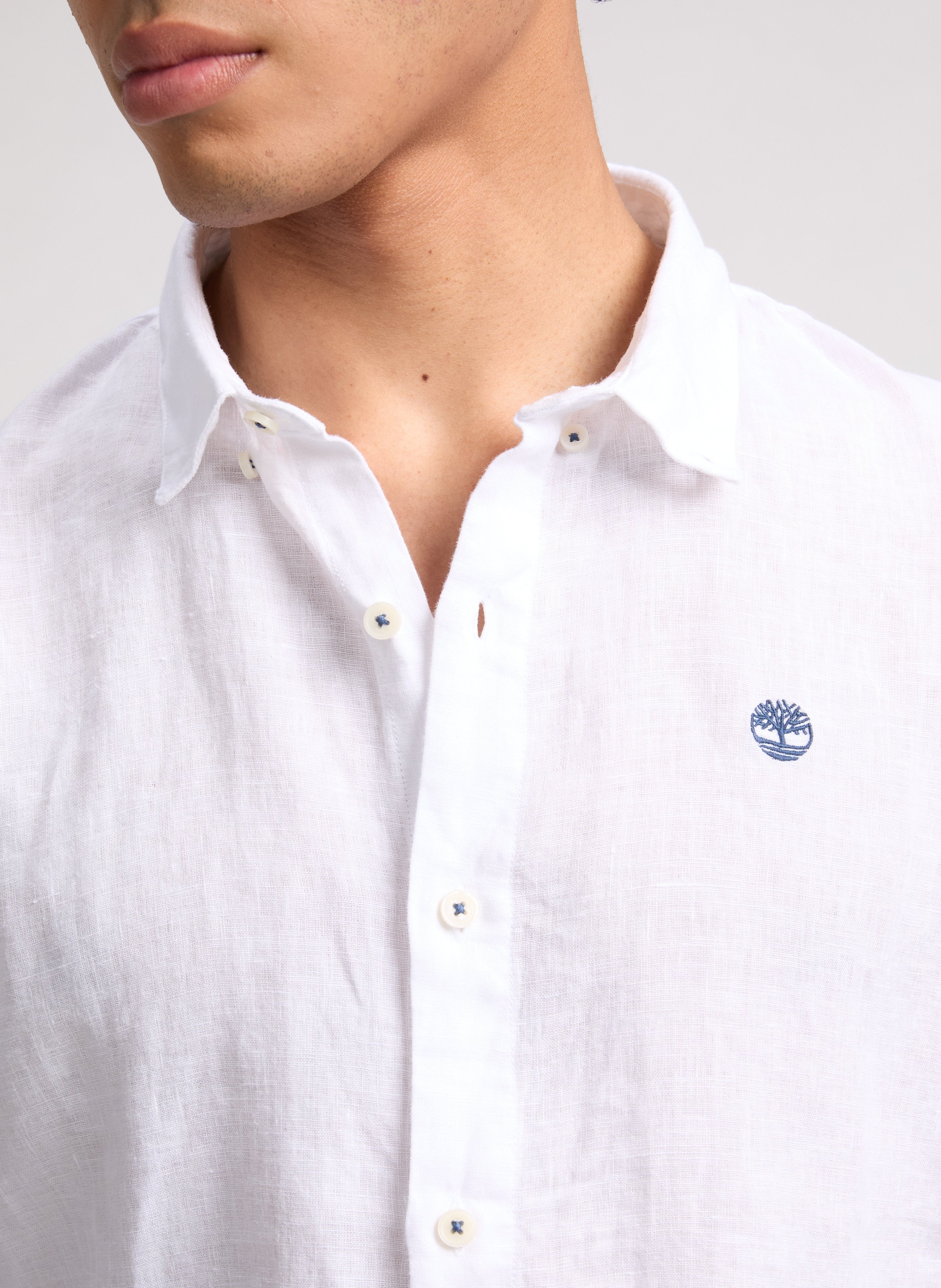 Chemise unie en lin TIMBERLAND Blanc