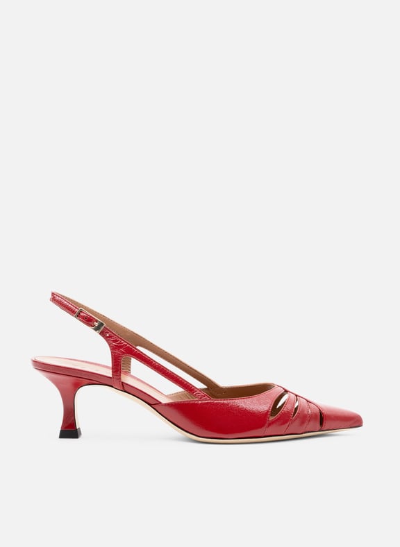 Sling back salem en napa craquele Rouge by PARALLELE PARALLELE Sling back salem en napa craquele Rouge