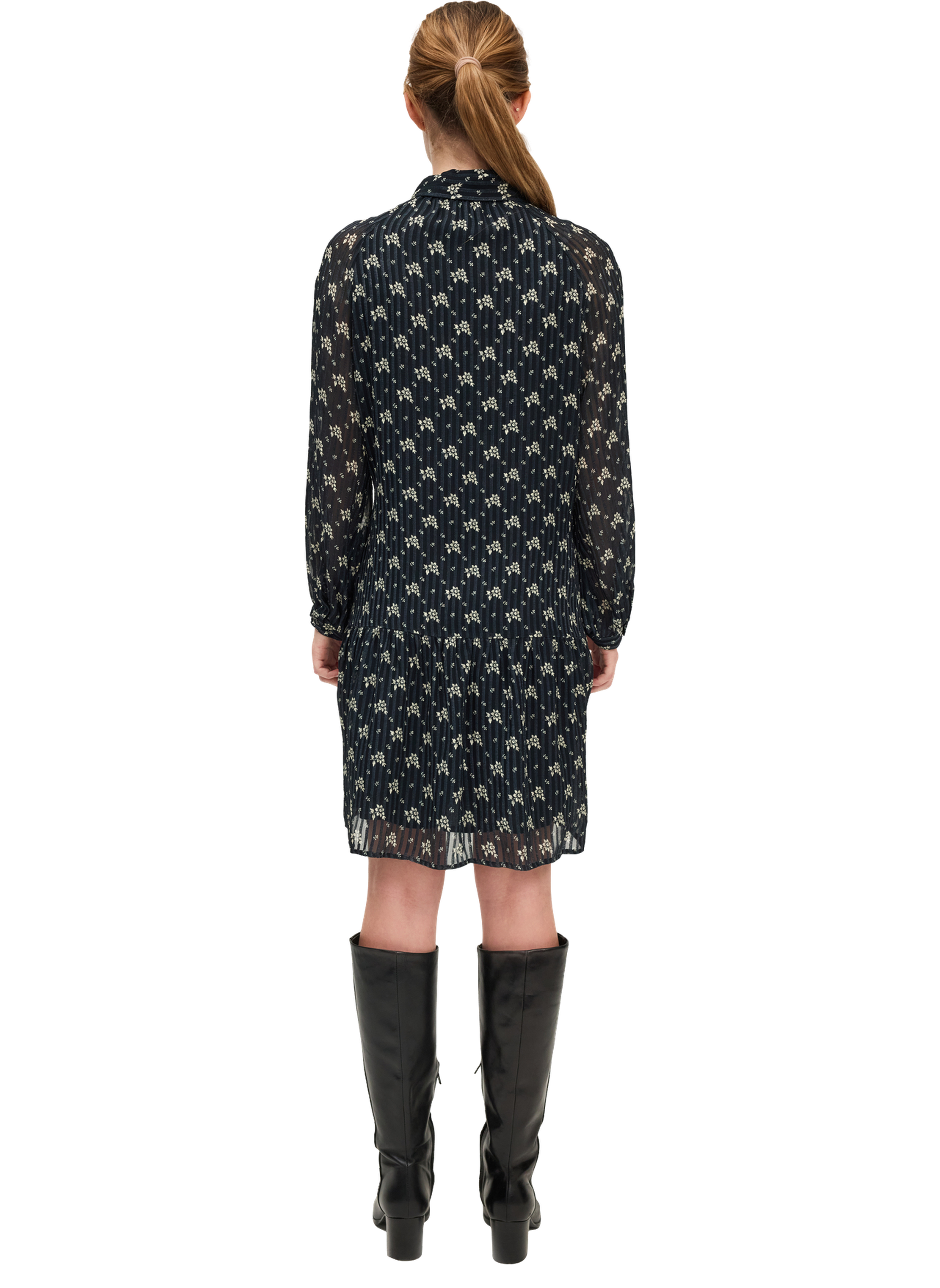 Robe imprimé jacquard et fleurs - lorie PABLO Bleu