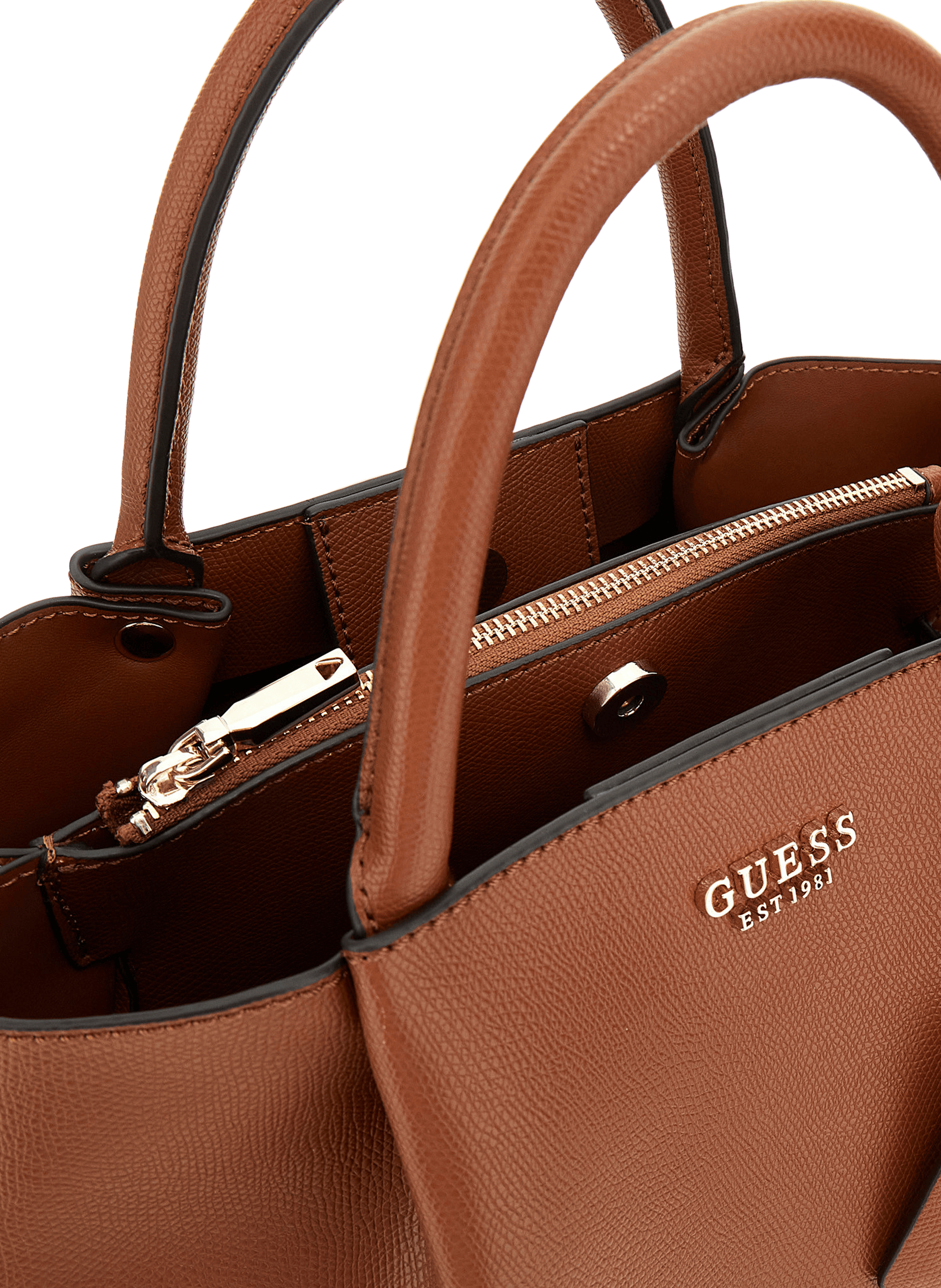 Sac à main zippé double anse GUESS Marron
