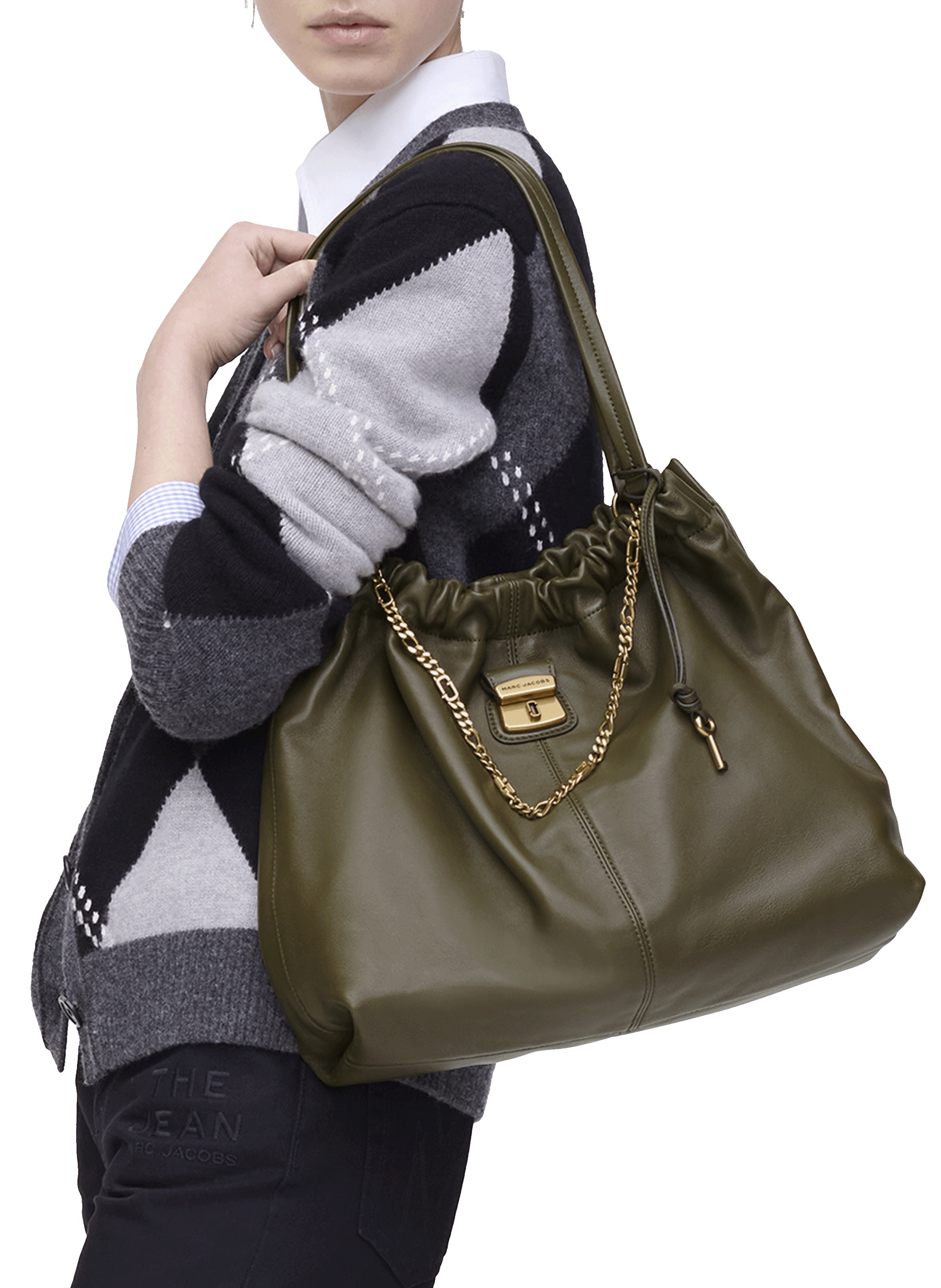 Sac The Cristina Tote en cuir MARC JACOBS Kaki