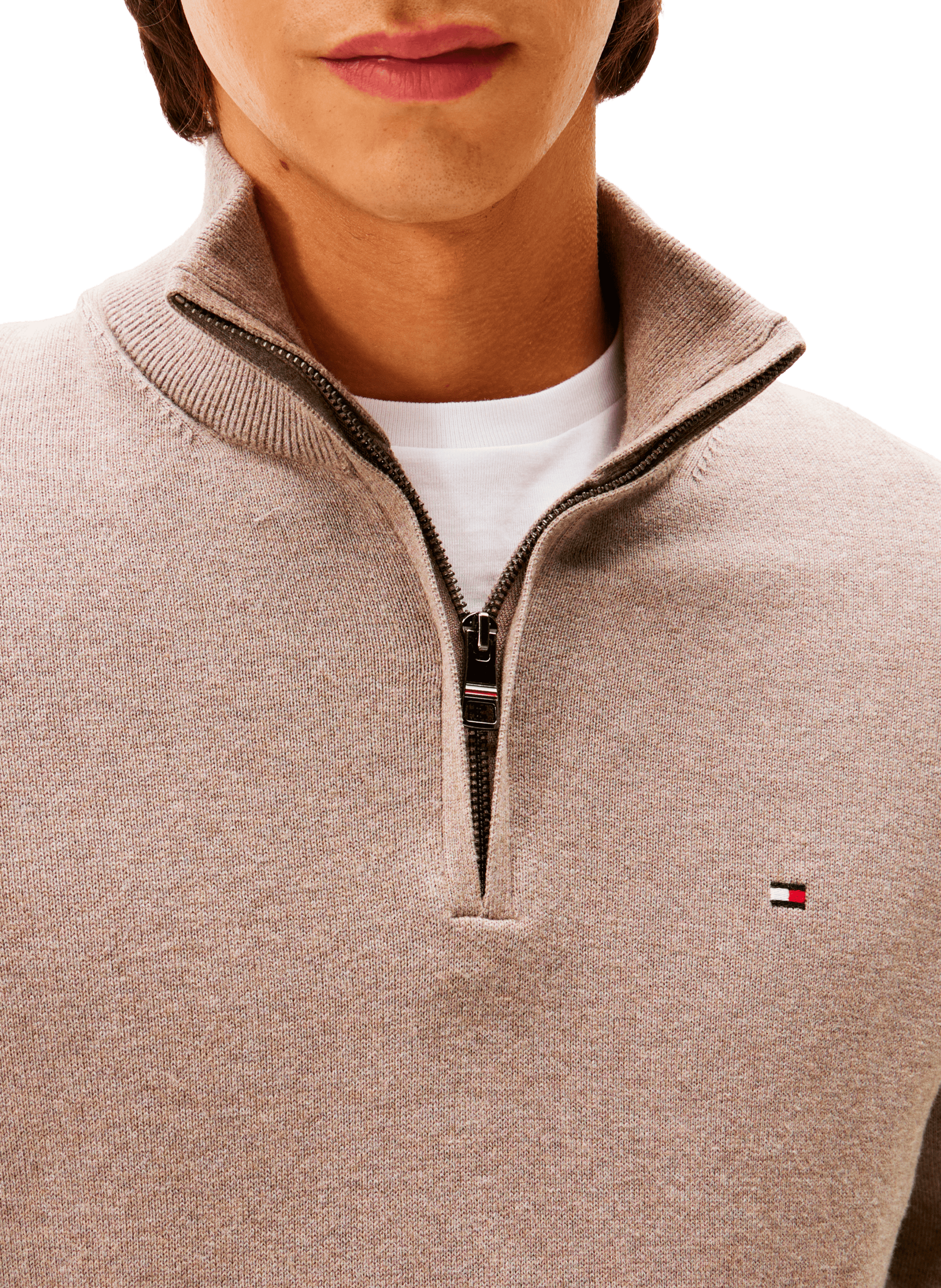 Funnel neck half-zip jumper TOMMY HILFIGER Brown