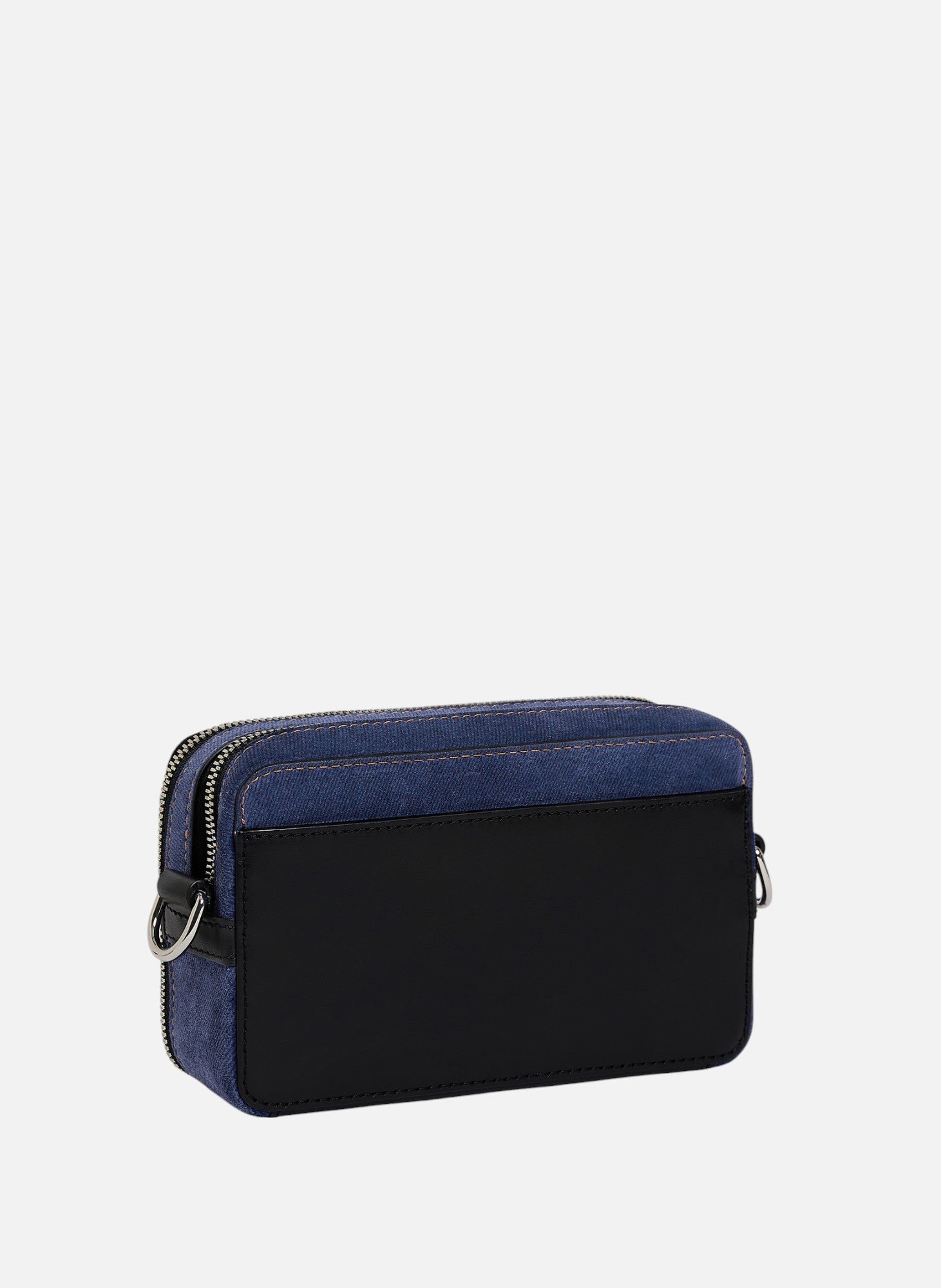 Petite sacoche 2 compartiments emile en cuir suède effet denim LE TANNEUR Noir