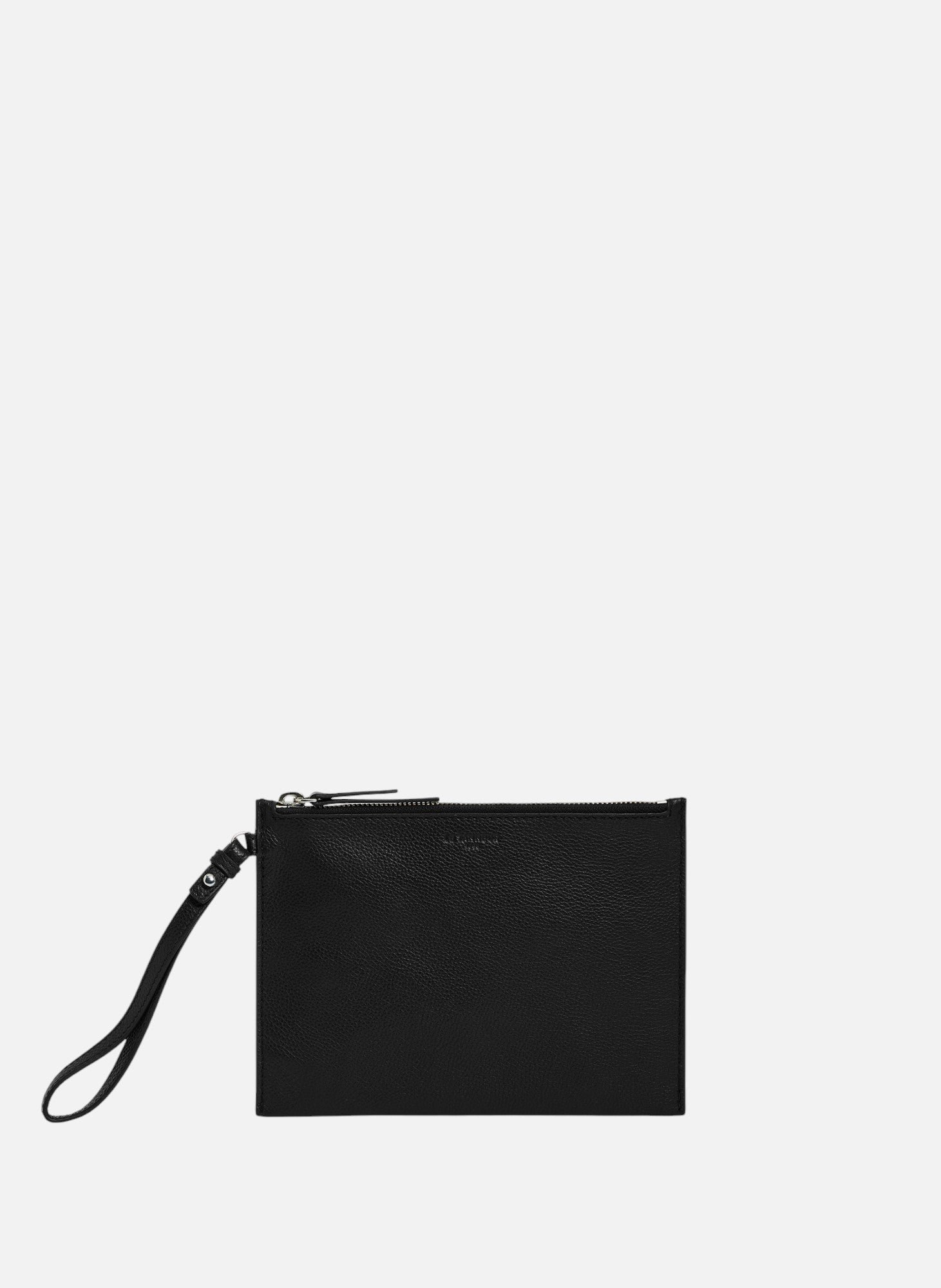 Pochette zippée avec dragonne en cuir grainé LE TANNEUR Noir