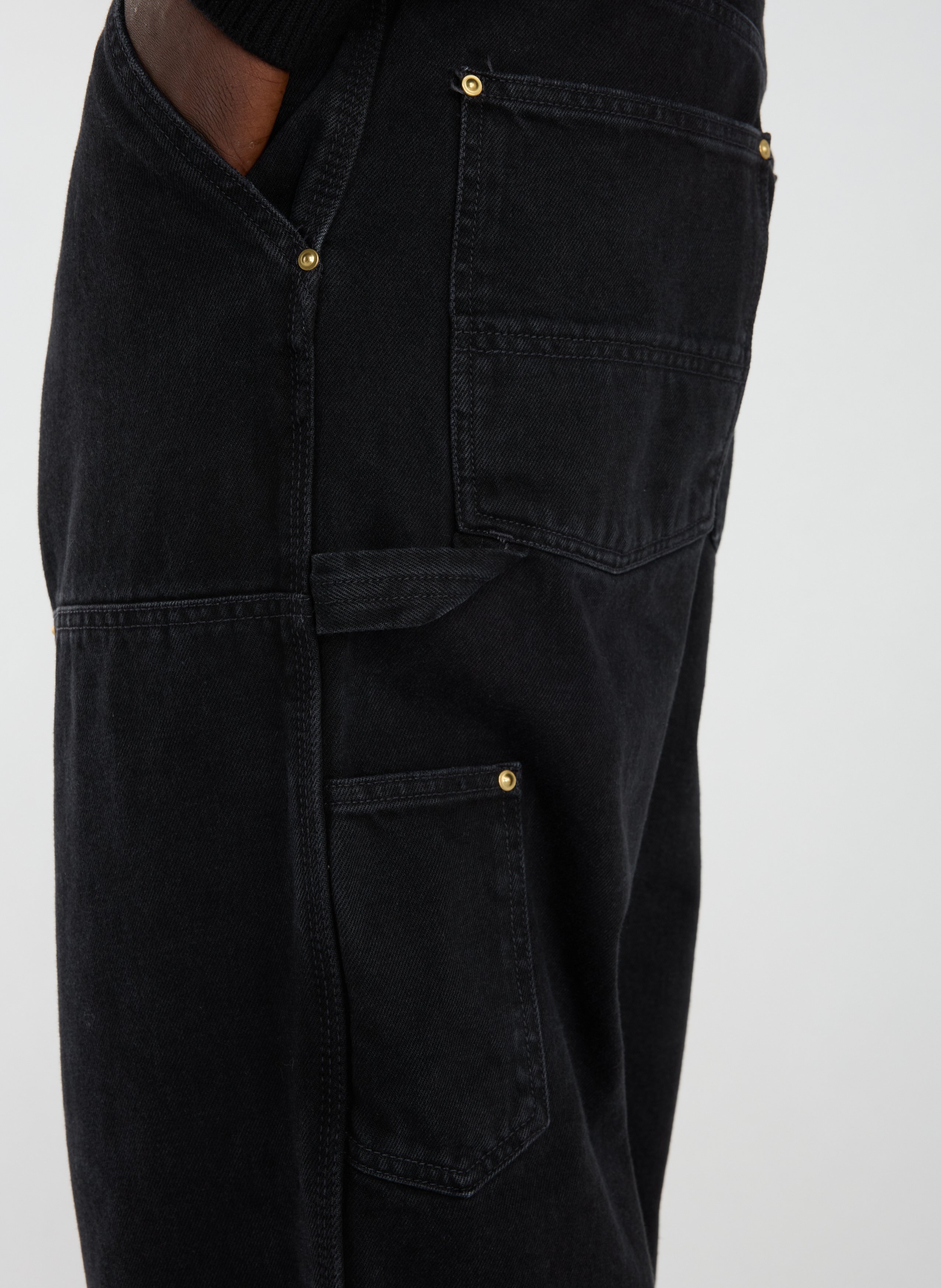Straight leg multi-pocket cotton jeans CARHARTT WIP Black