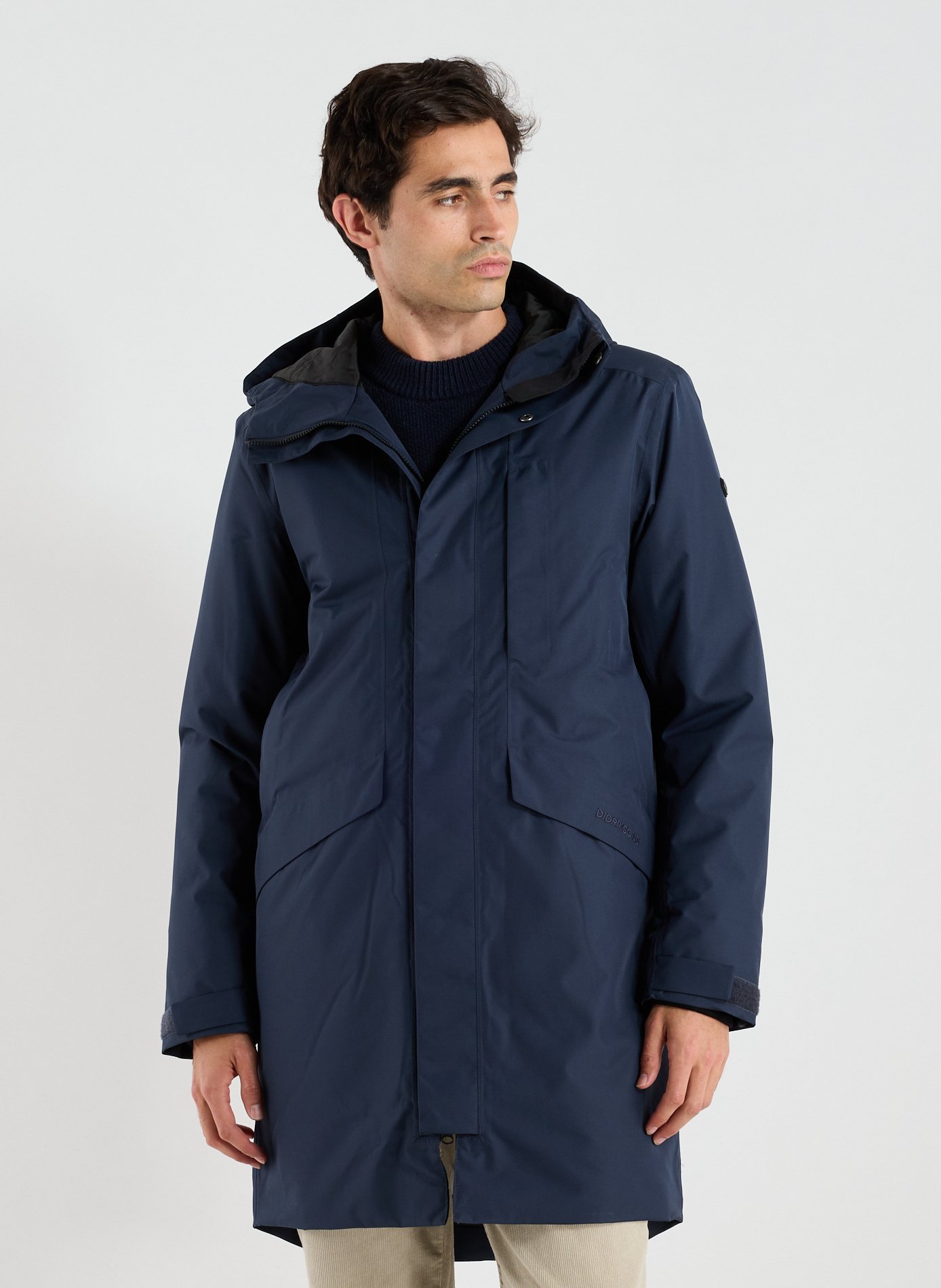 Straight mid-length hooded parka Blue by DIDRIKSONS DIDRIKSONS Straight mid-length hooded parka Blue
