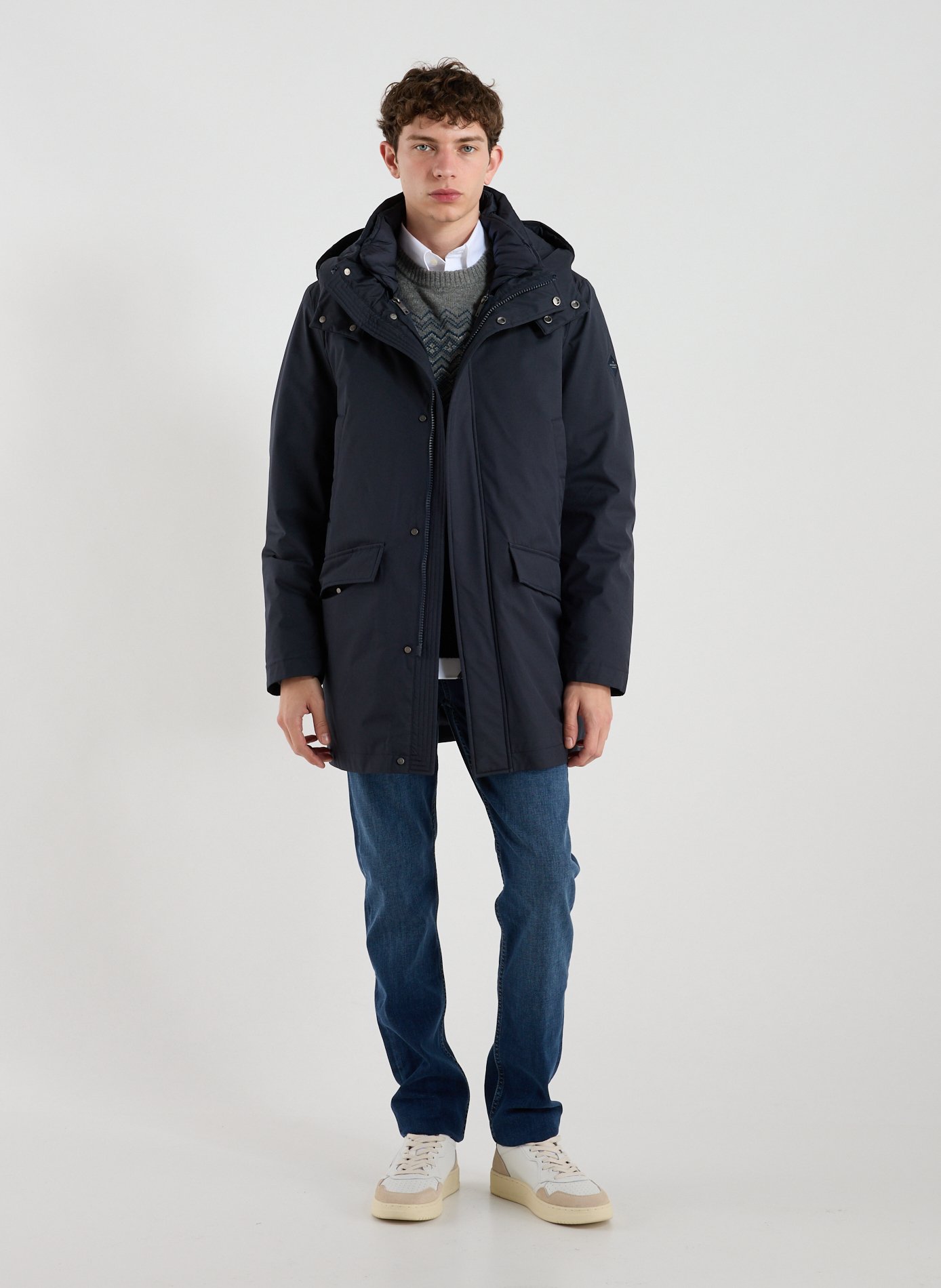 Mid-length cotton parka HACKETT Blue