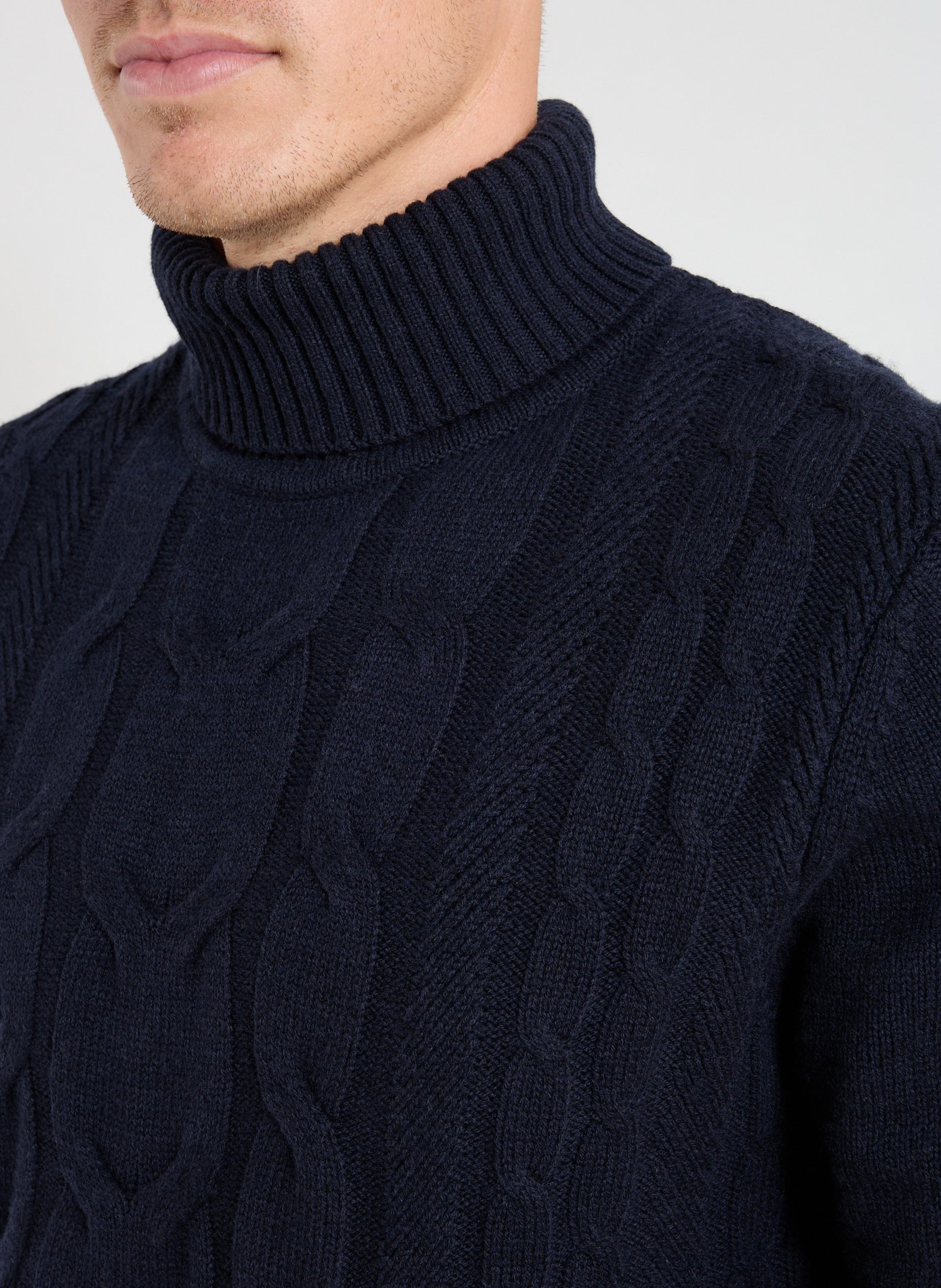 Pull col roulé en laine et cachemire HACKETT Bleu