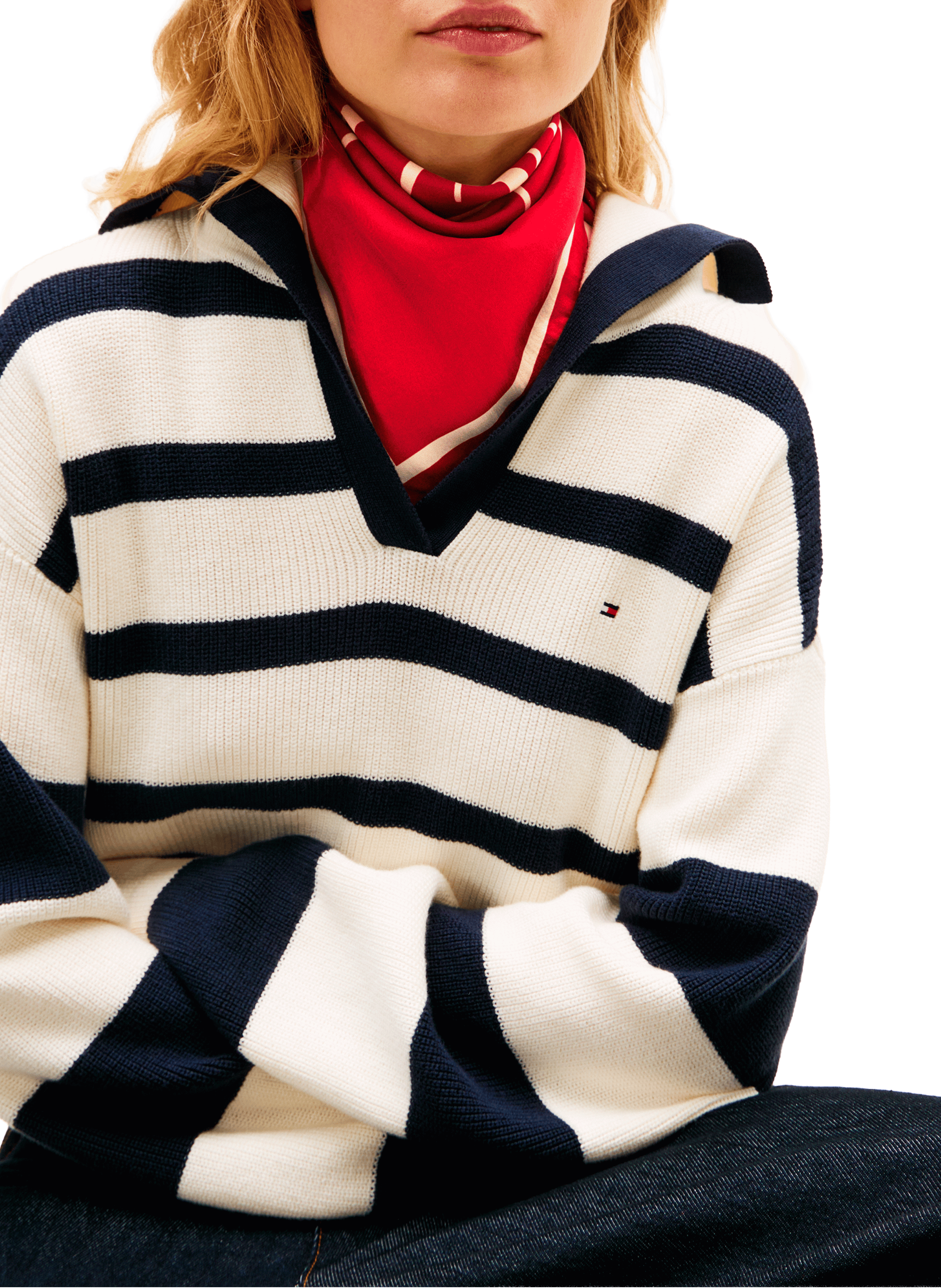 Foulard en soie avec motif monogrammé TOMMY HILFIGER Rouge