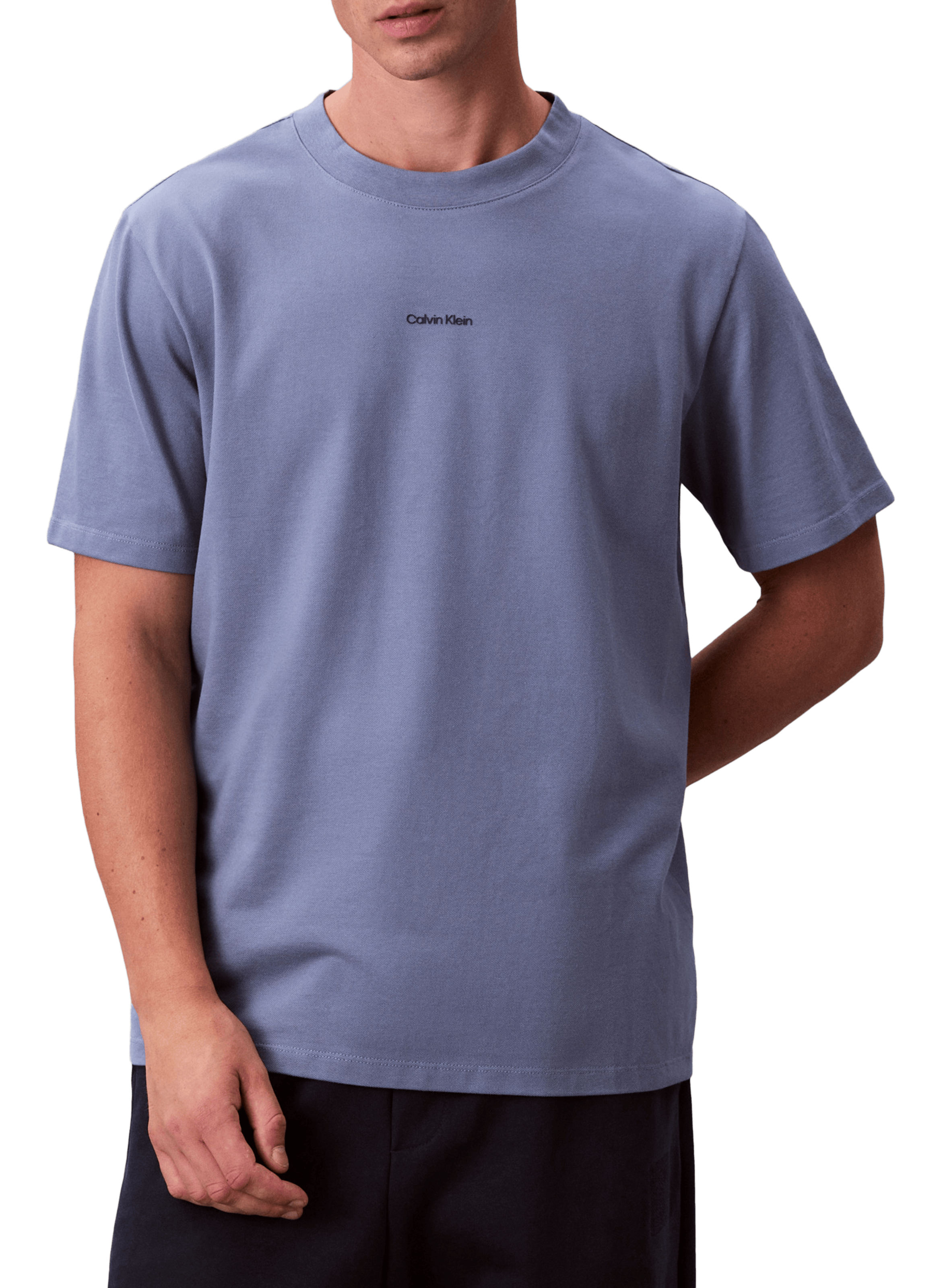 CALVIN KLEIN T-shirt à col rond en coton mélangé Bleu