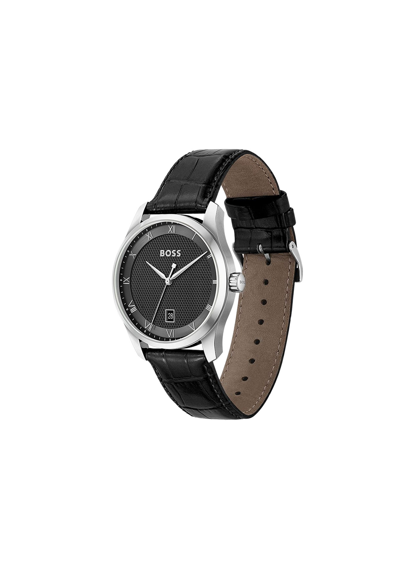 Montre avec bracelet en cuir BOSS Noir