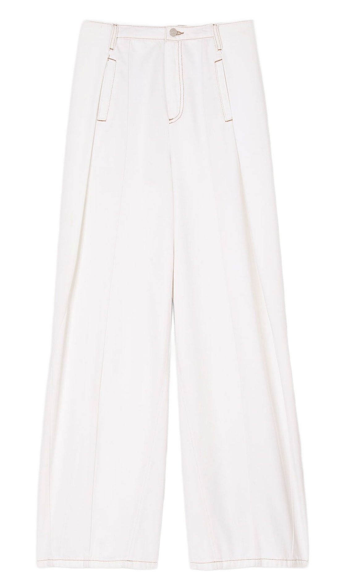 Jean large surpiqué en coton SANDRO Blanc