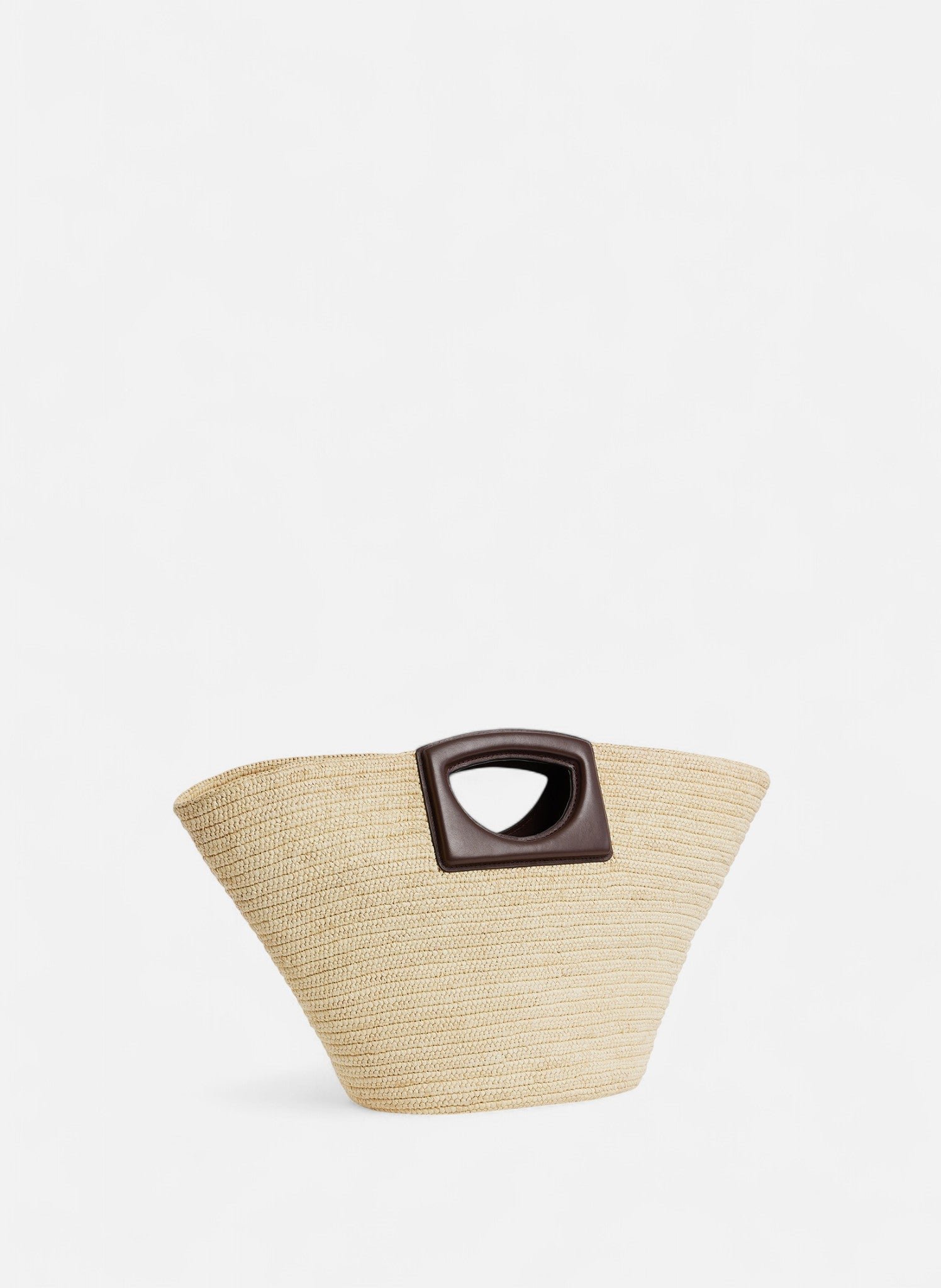 Grand sac cabas en raphia naturel et cuir lisse végétal LE TANNEUR Beige