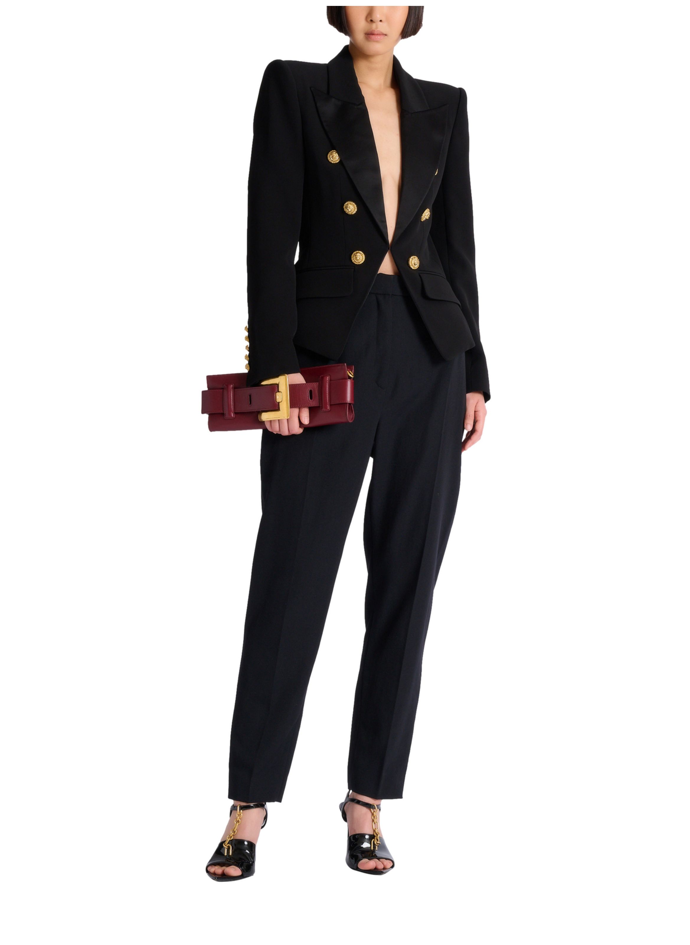 Veste 6 boutons en jacquard croco BALMAIN Noir