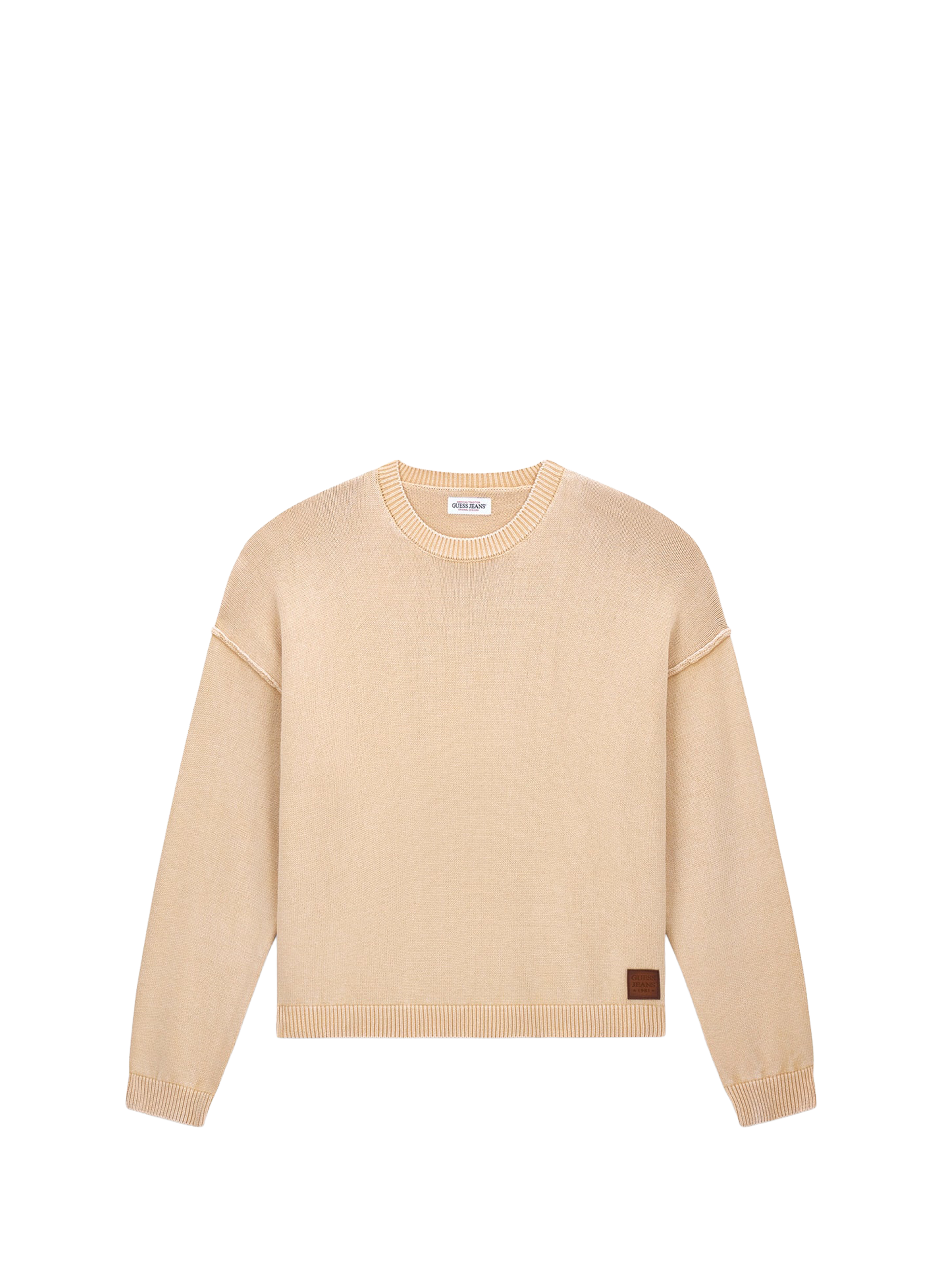 Pull côtelé en coton GUESS Beige