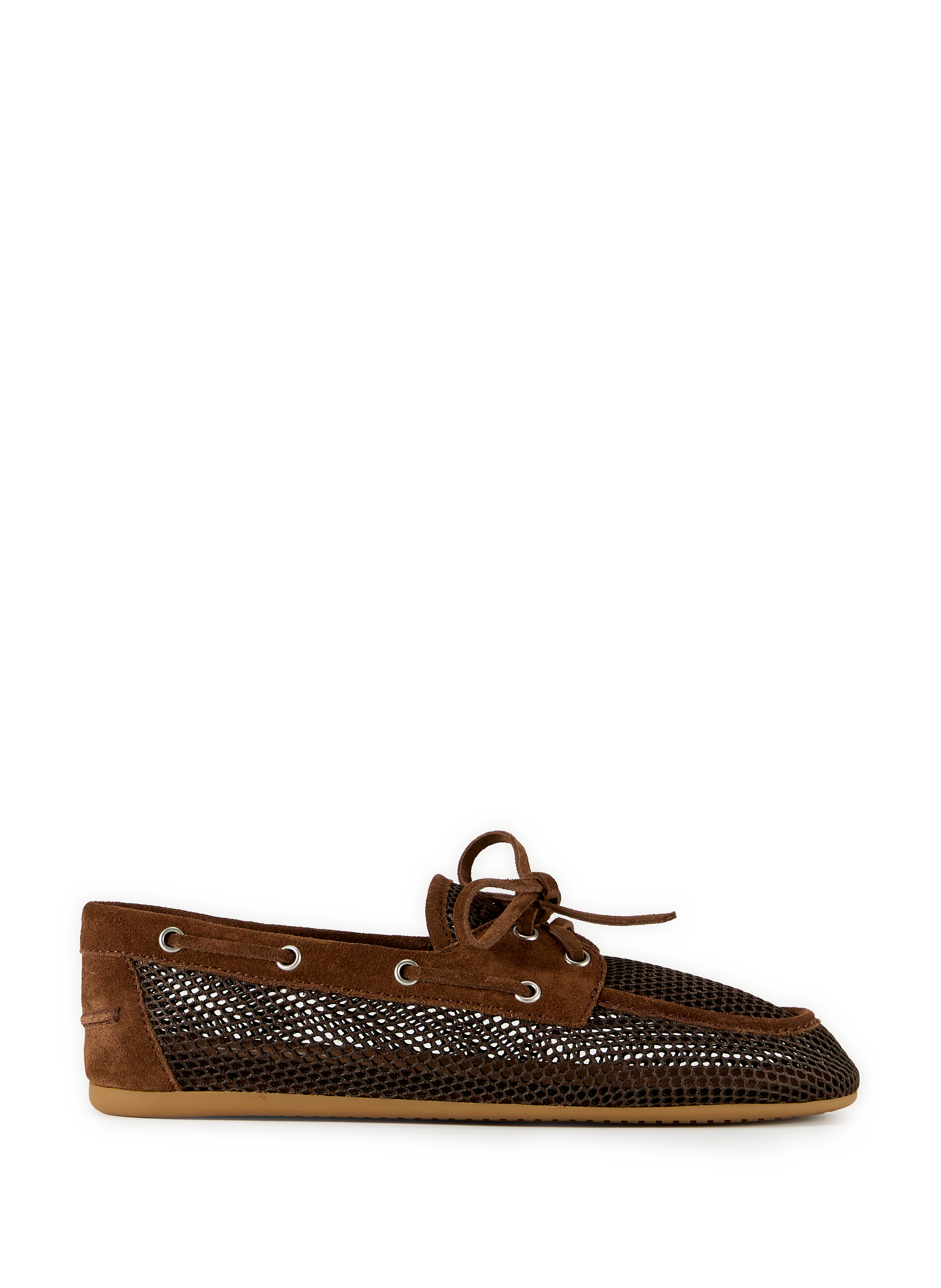 Mocassins ajourés en cuir mélangé MIU MIU Marron