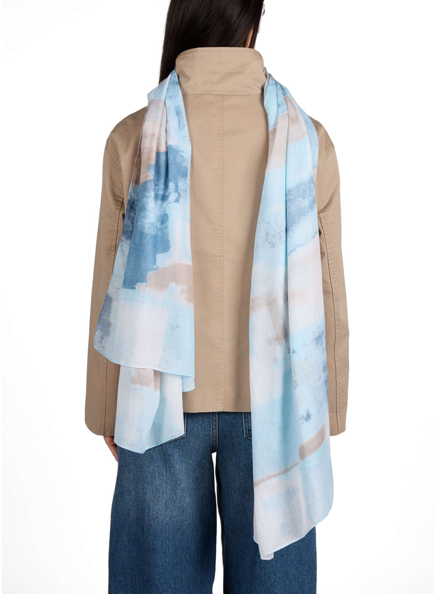 Abstract Pattern Cotton Stole AU PRINTEMPS PARIS Blue