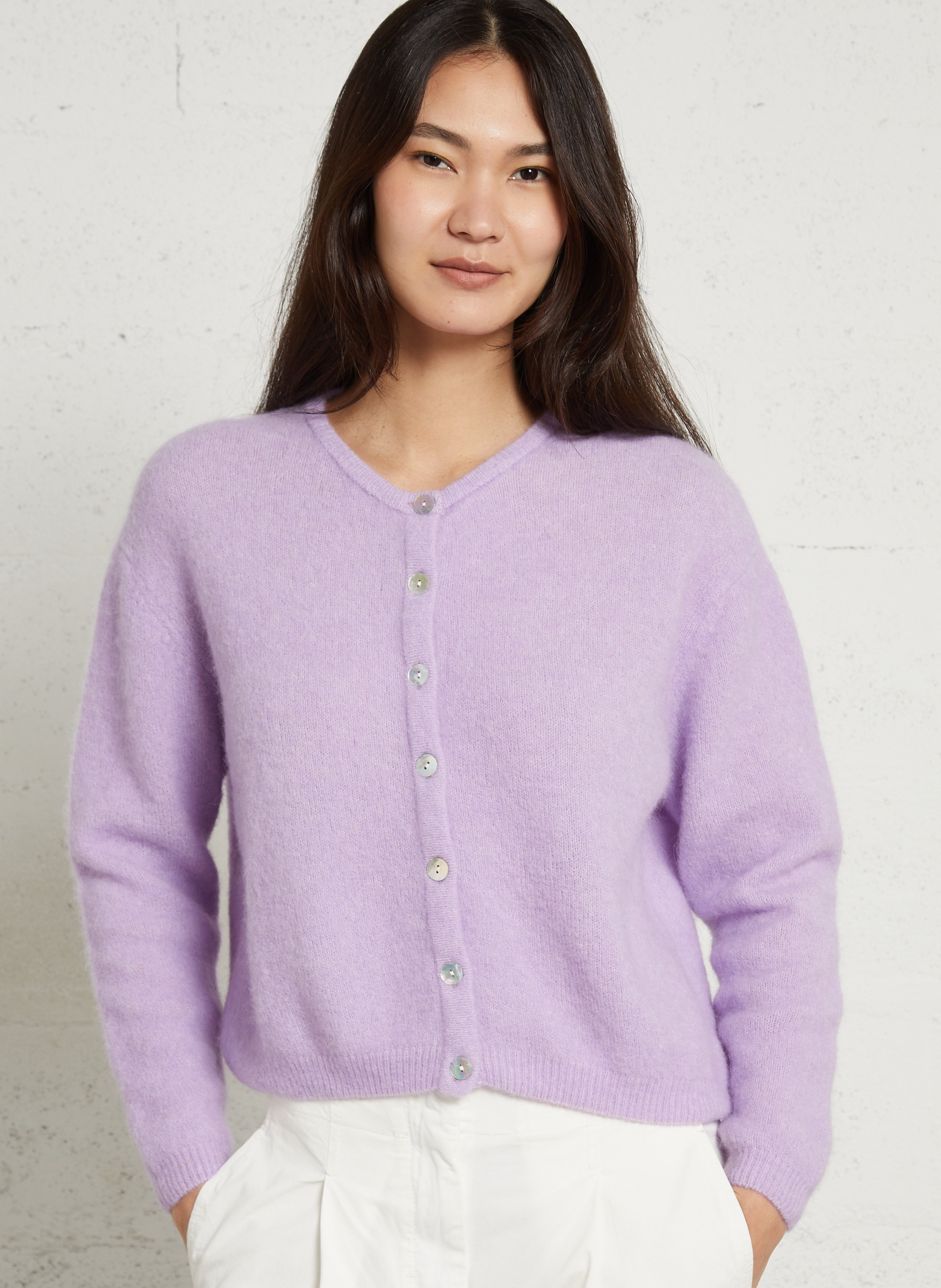 Gilet ample col rond en laine mélangée vitow Violet